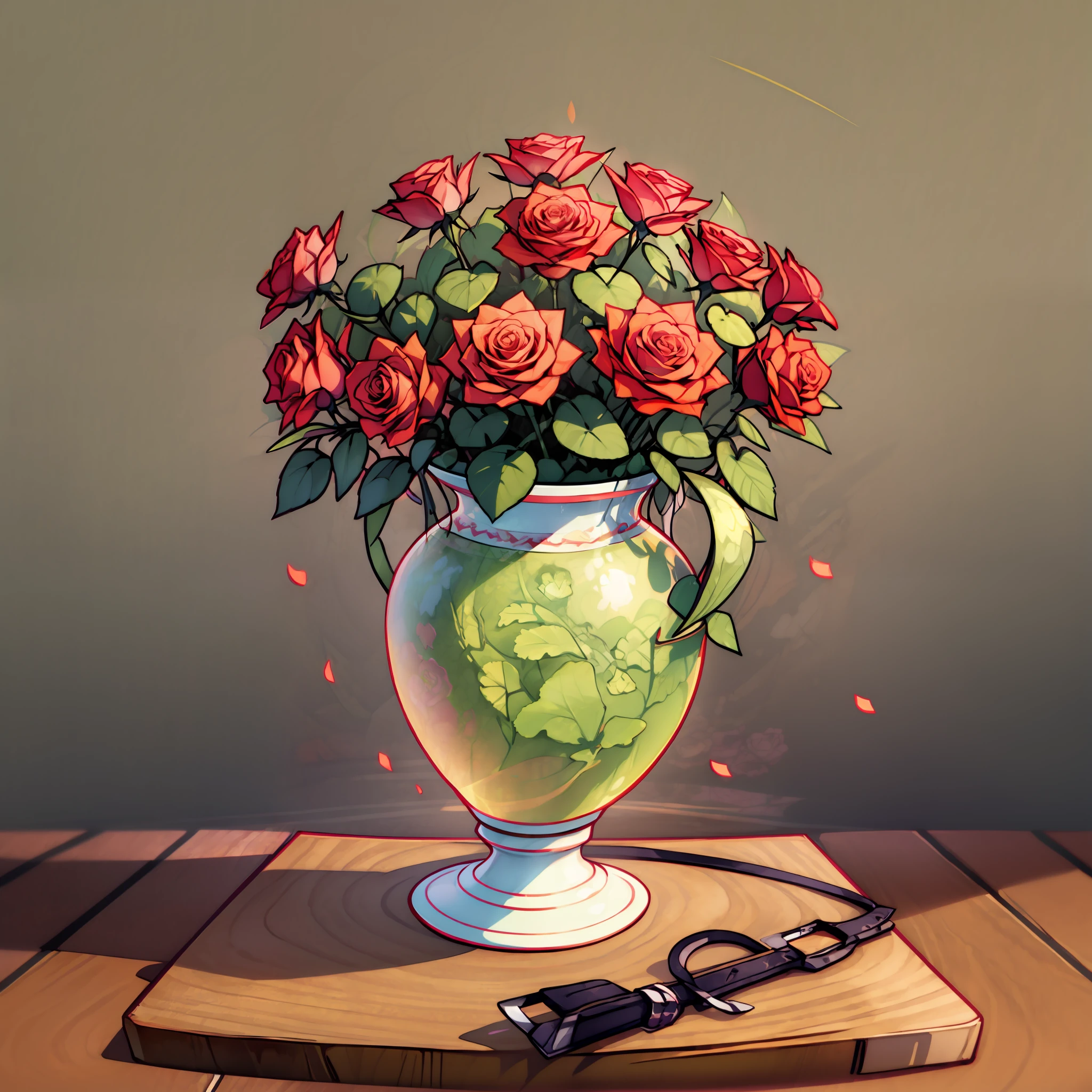 vase of creative roses