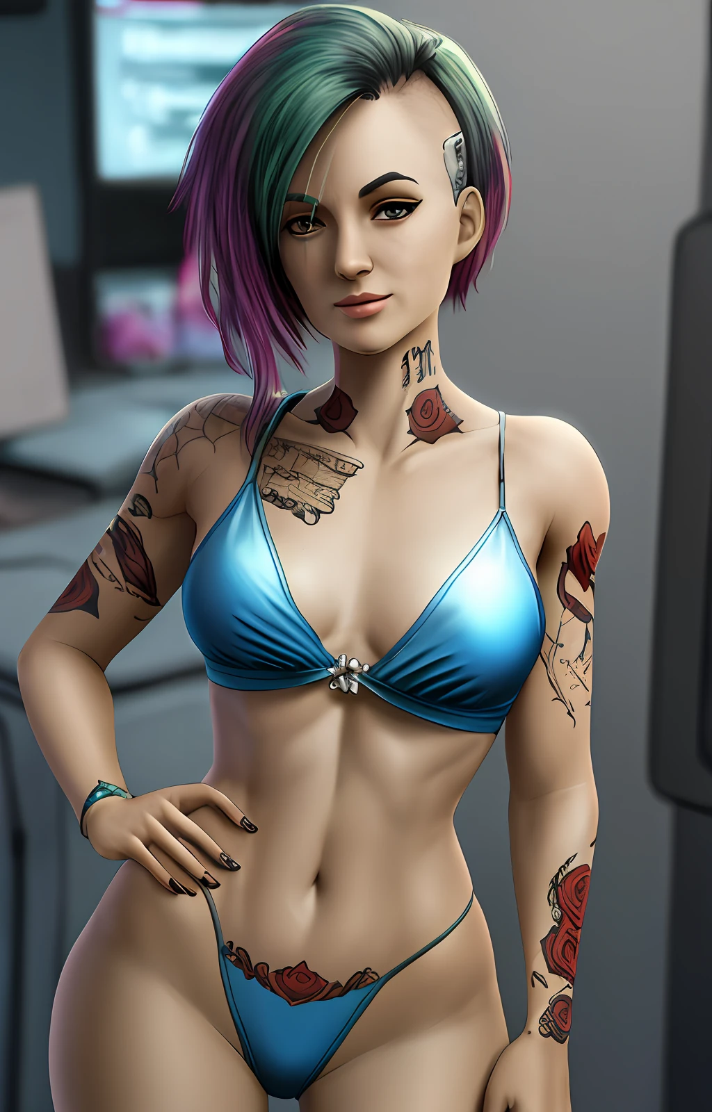 Woman，with a good figure，Harnes，The tattoo，full bodyesbian，