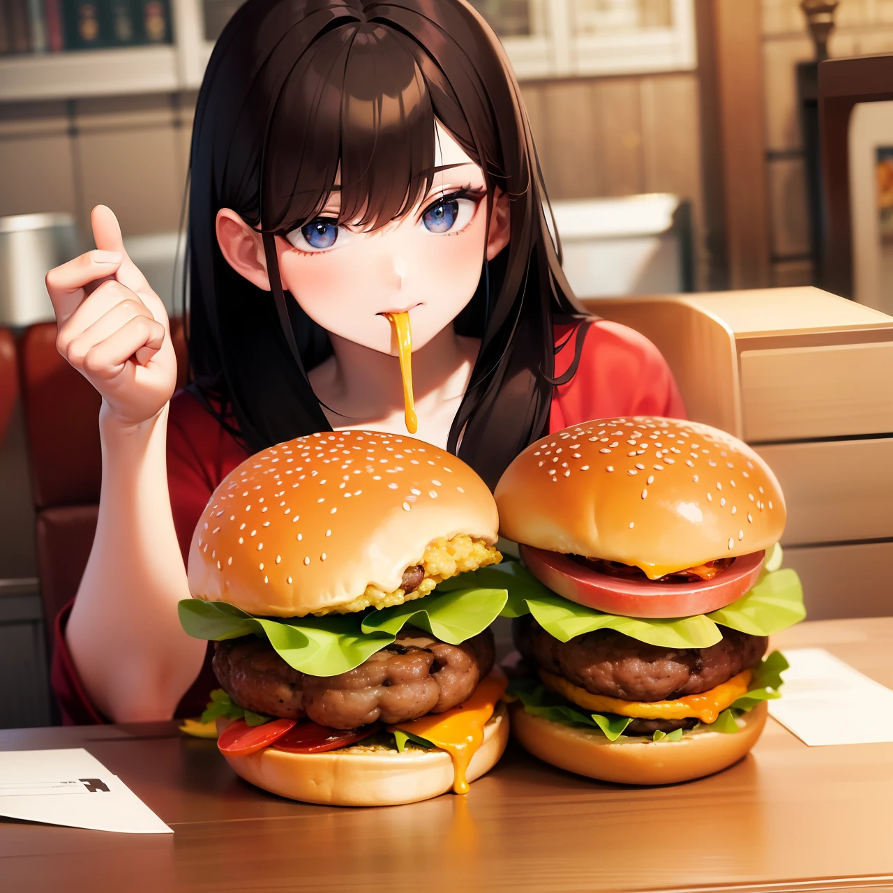 Trump eats hamburgers