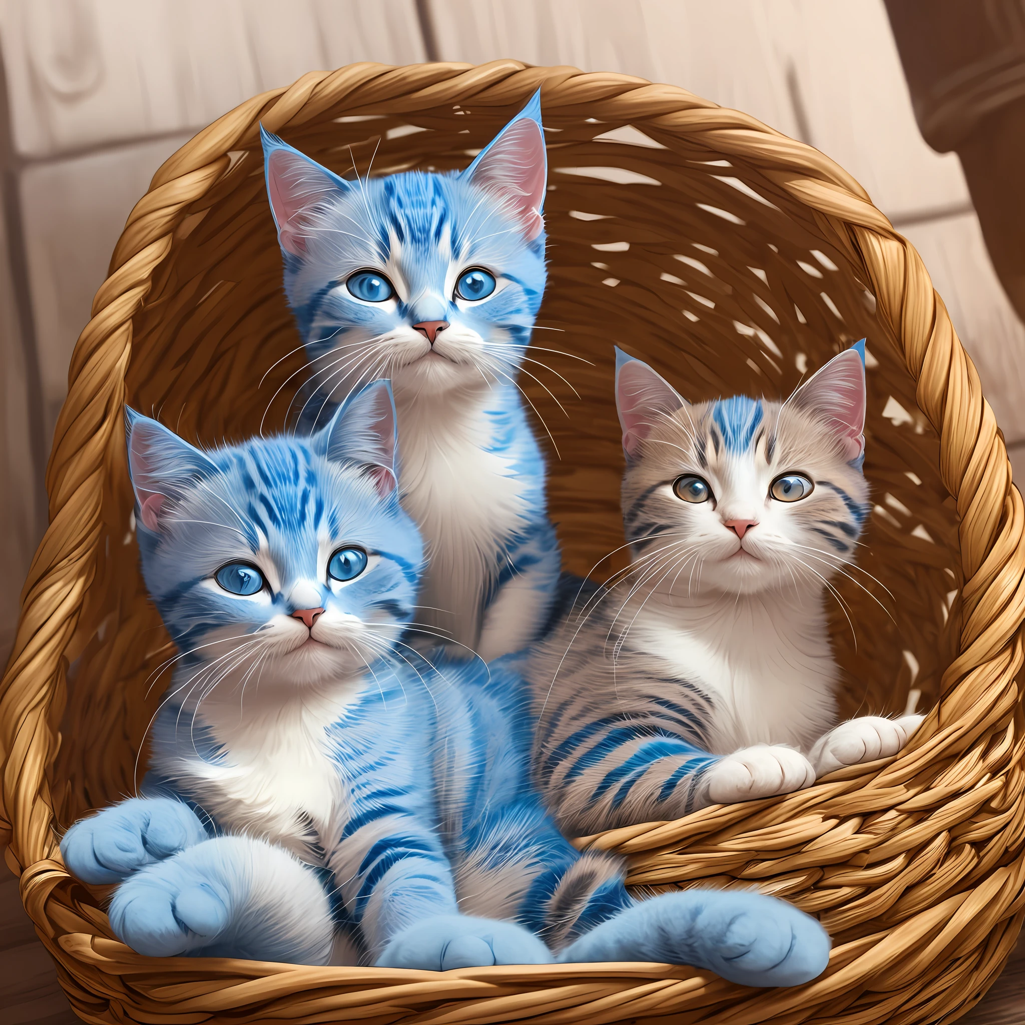 Draw me a blue kitten,Ask the cat to fall asleep on its stomach in the basket。 --auto