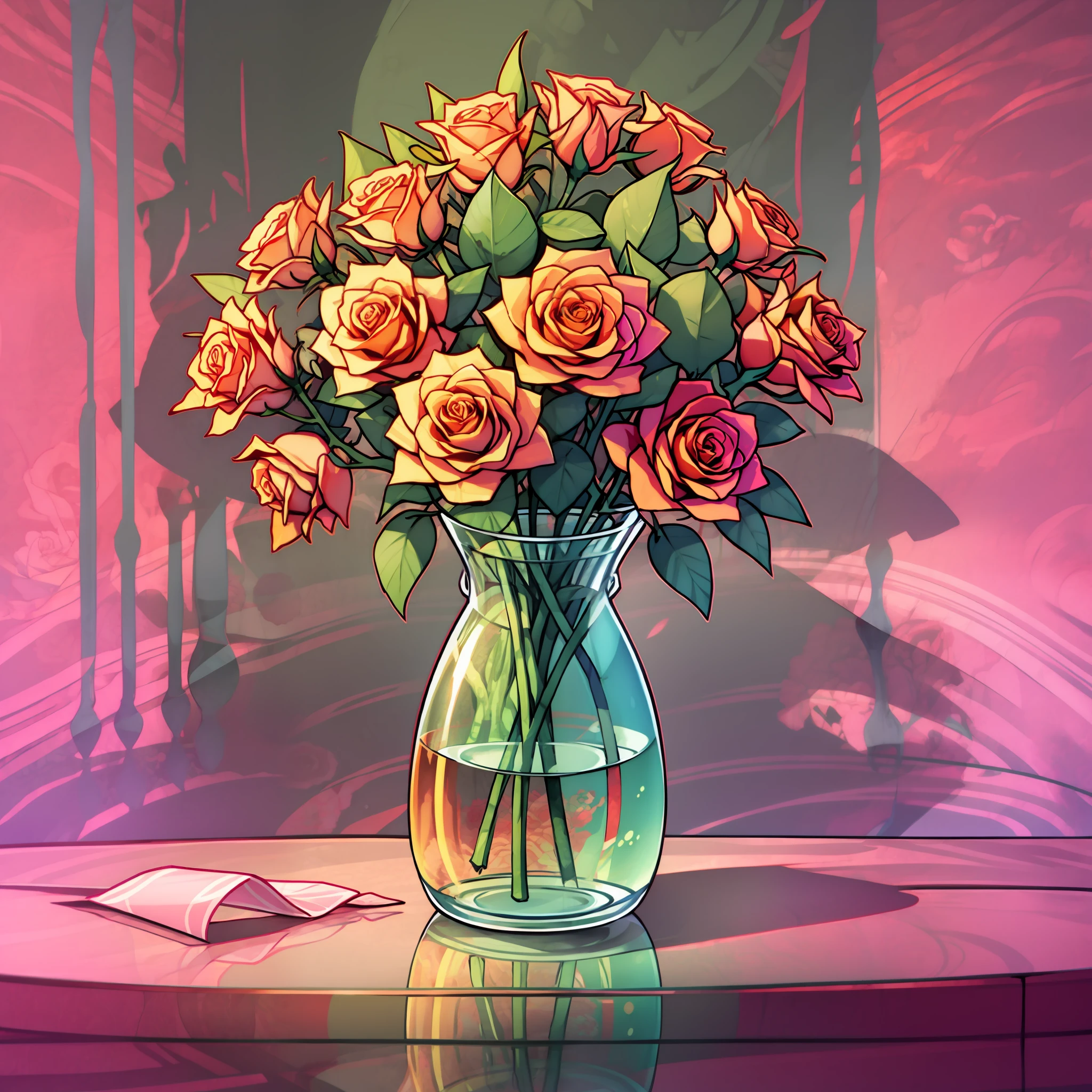 vase of creative roses