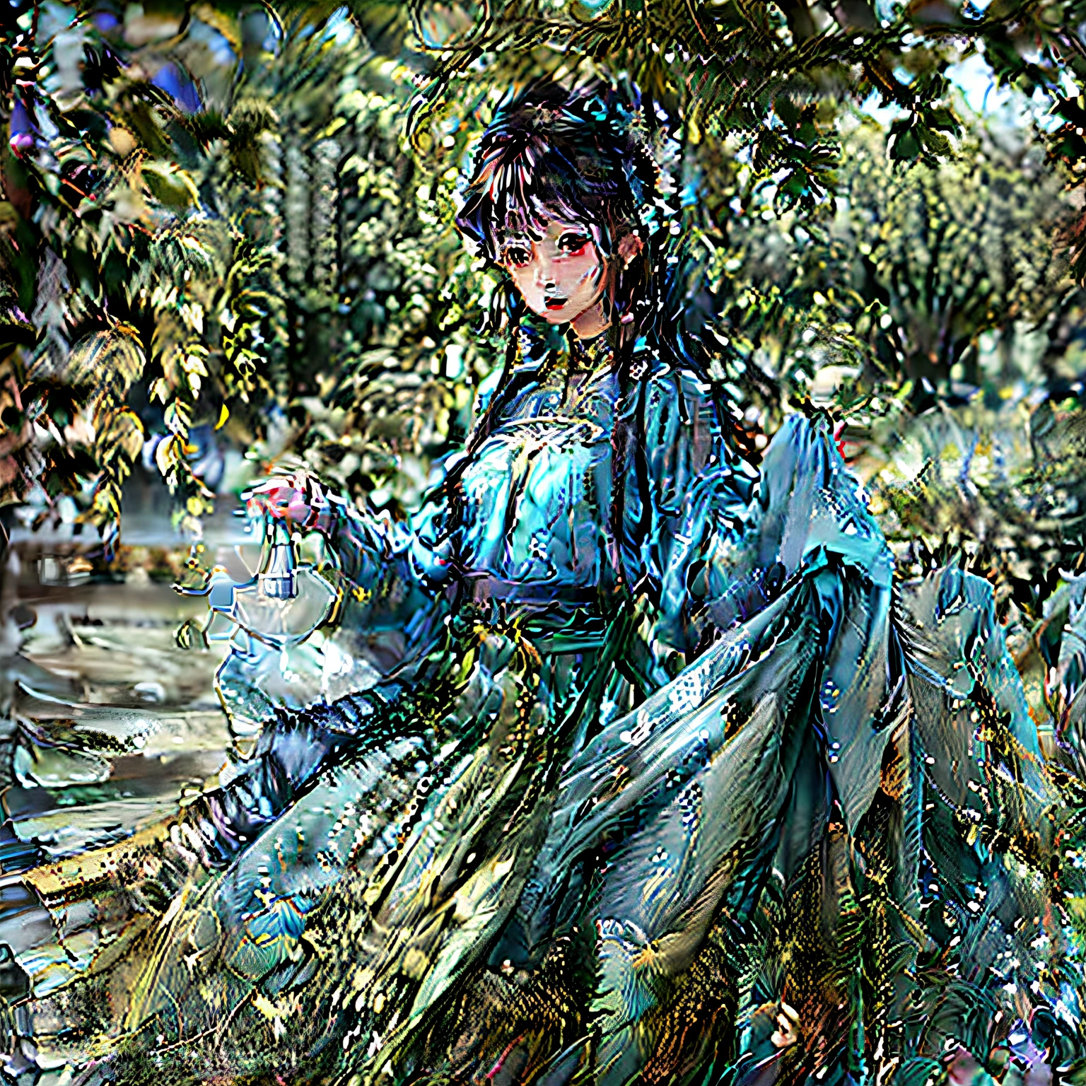 An unpretentious woman looks in the mirror,The scenery in the mirror is endless,She became beautiful and moving,The hair is blonde,Dressed in gorgeous satin,The background also changes from impoverished dwellings to magnificent palaces。