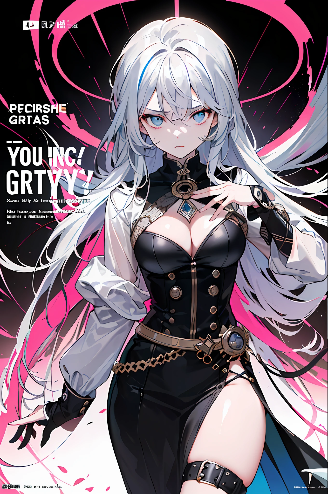 ((((dramatic))), (((gritty))), (((intense))) film poster featuring a young woman as the central character. She stands confidently in the center of the poster, wearing a stylish and edgy outfit, with a determined expression on her face. The background is dark and gritty, with a sense of danger and intensity. The text is bold and attention-grabbing, with a catchy tagline that adds to the overall feeling of drama and excitement. The color palette is mainly dark with splashes of vibrant colors, giving the poster a dynamic and visually striking appearance,tachi-e
(magazine:1.3), (cover-style:1.3), fashionable, woman, vibrant, outfit, posing, front, colorful, dynamic, background, elements, confident, expression, holding, statement, accessory, majestic, coiled, around, touch, scene, text, cover, bold, attention-grabbing, title, stylish, font, catchy, headline, larger, striking, modern, trendy, focus, fashion,