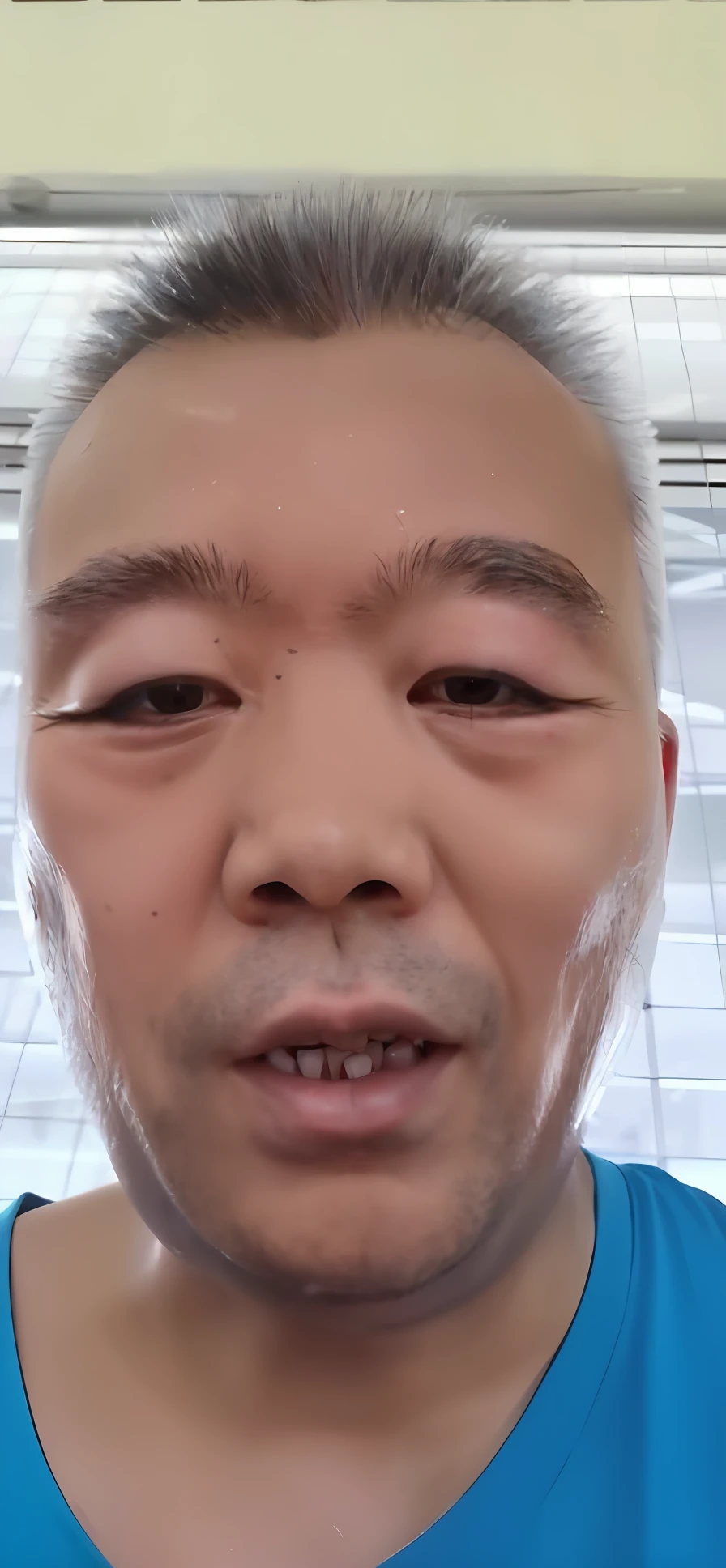 a close up of a man with a shaved head and a blue shirt, 8k selfie photograph, 5 0 years old man, 4 0 years old man, 8K highly detailed face, 3 2 - year - old man, chinese artist, 45 years old men, Asian face, 3 8 - year - old, 3 2 - year - old