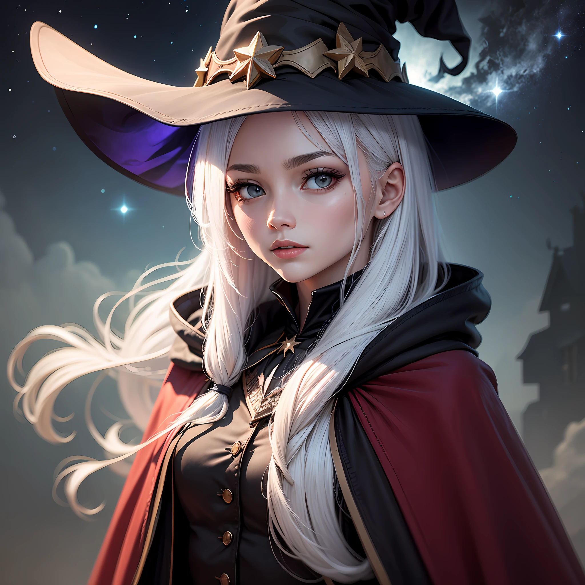 Stars Cloak Witch White hair --auto
