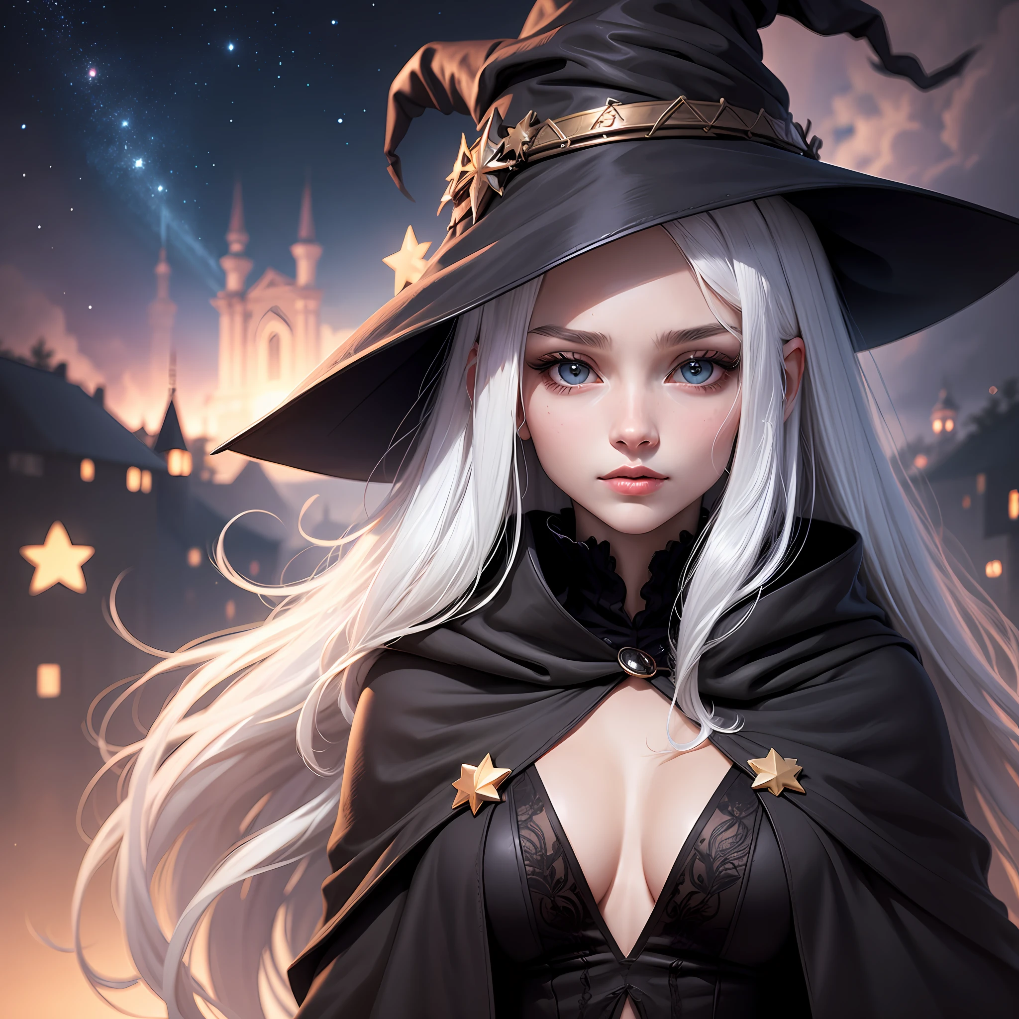 Stars Cloak Witch White hair --auto