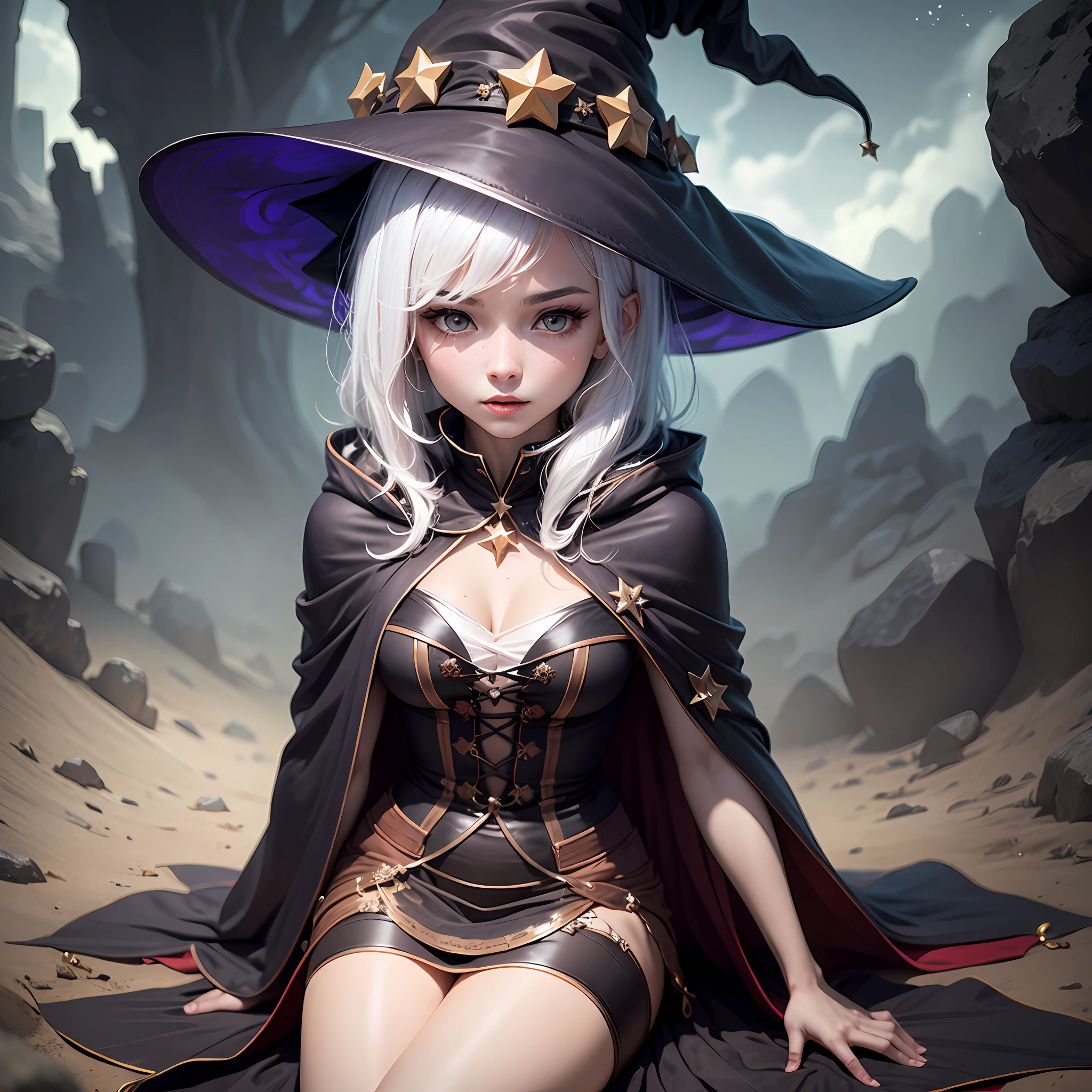 Stars Cloak Witch White hair --auto