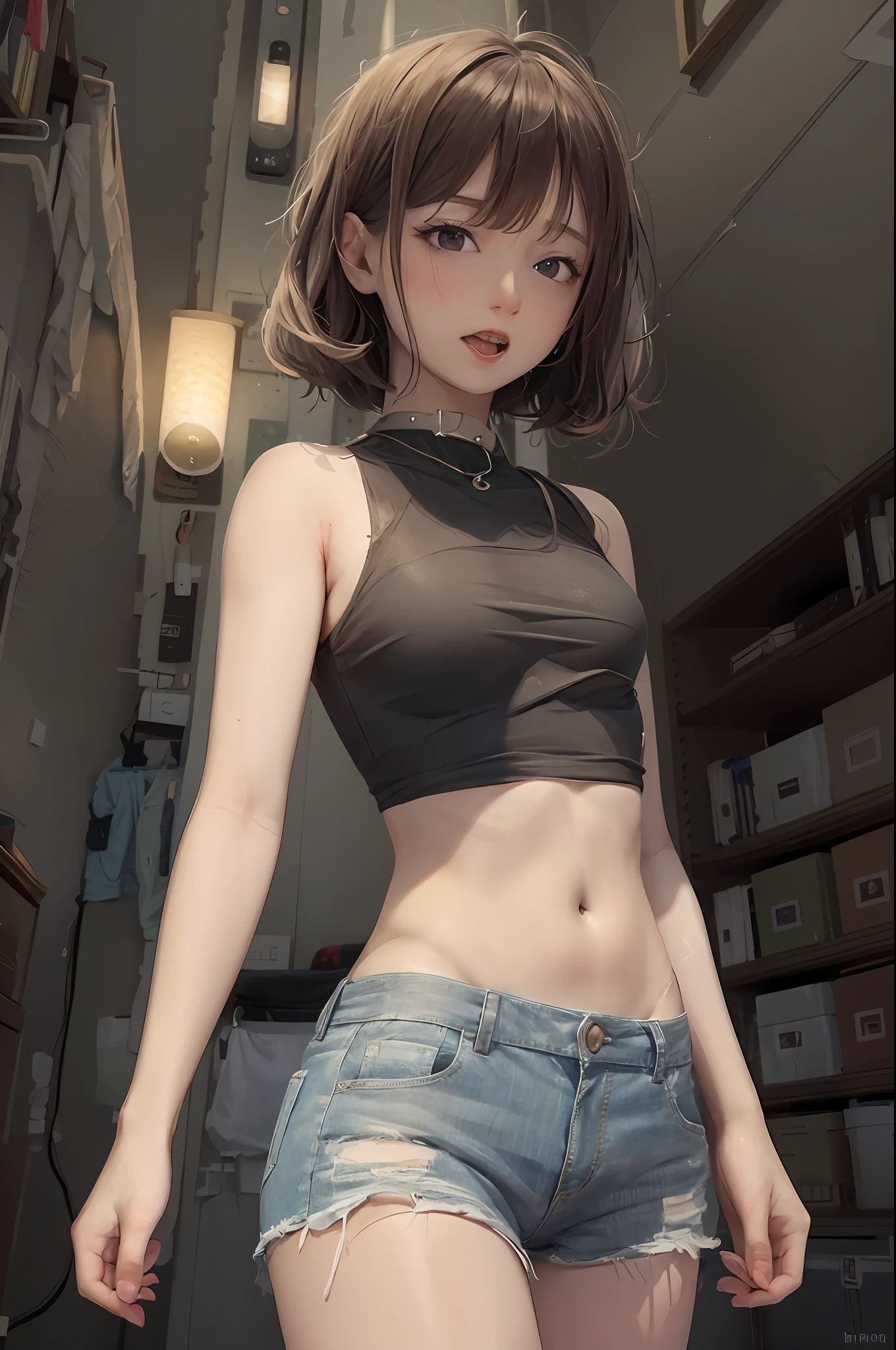 Chew wieners、Ecstatic look、Very inspiring woman、Inspiring clothes、Thin skin looks crystal clear、hightquality。Voluminous body、Clothes bite into the body、Looking at the camera。