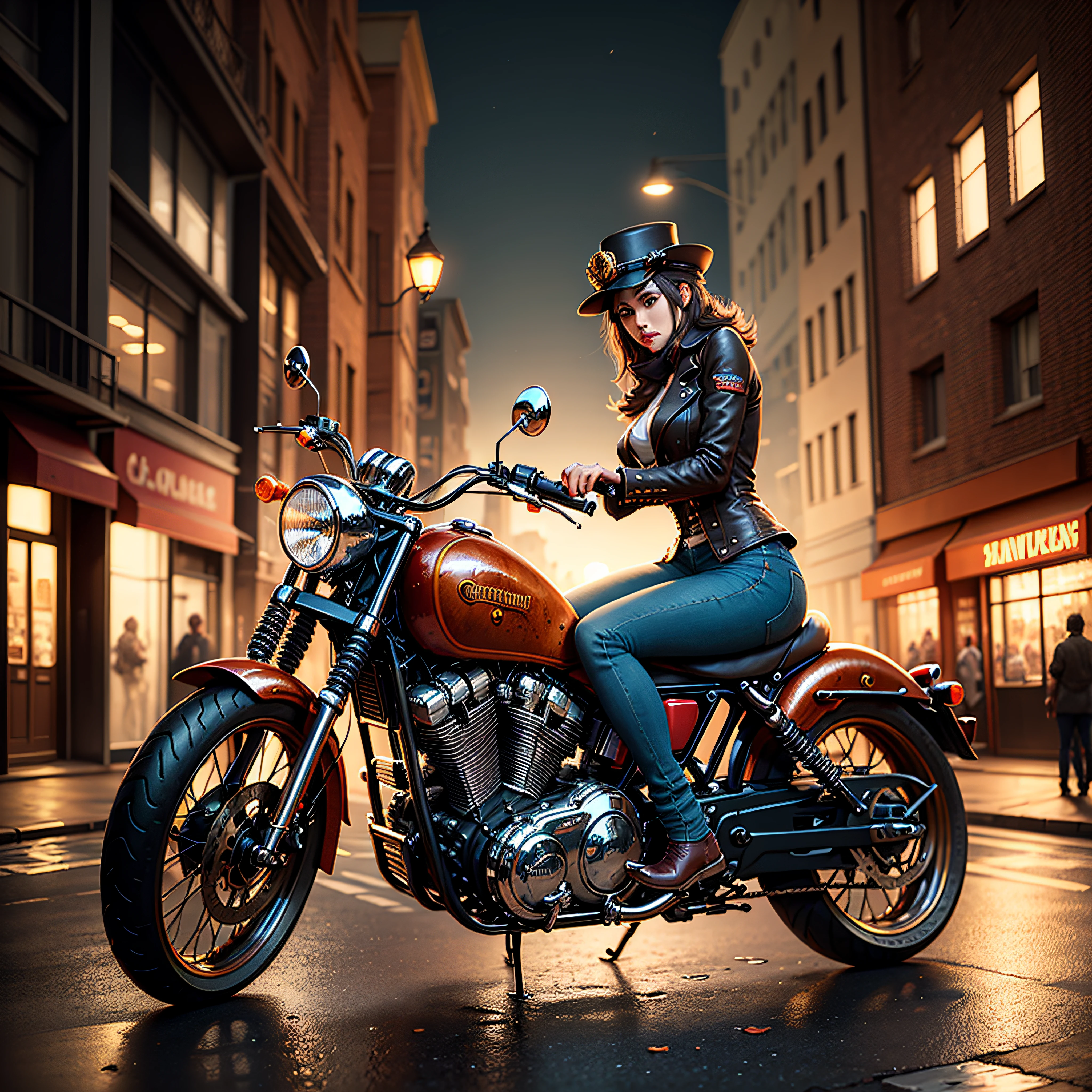 CnCGDIAI motorcycle in a dark steampunk city --auto