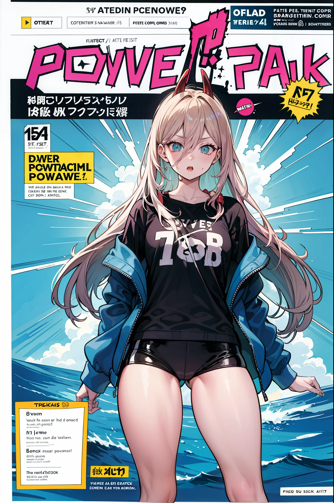 Power，Fleshy thighs，Comic cover style，Comic title，lovly，Ocean park，Simetall