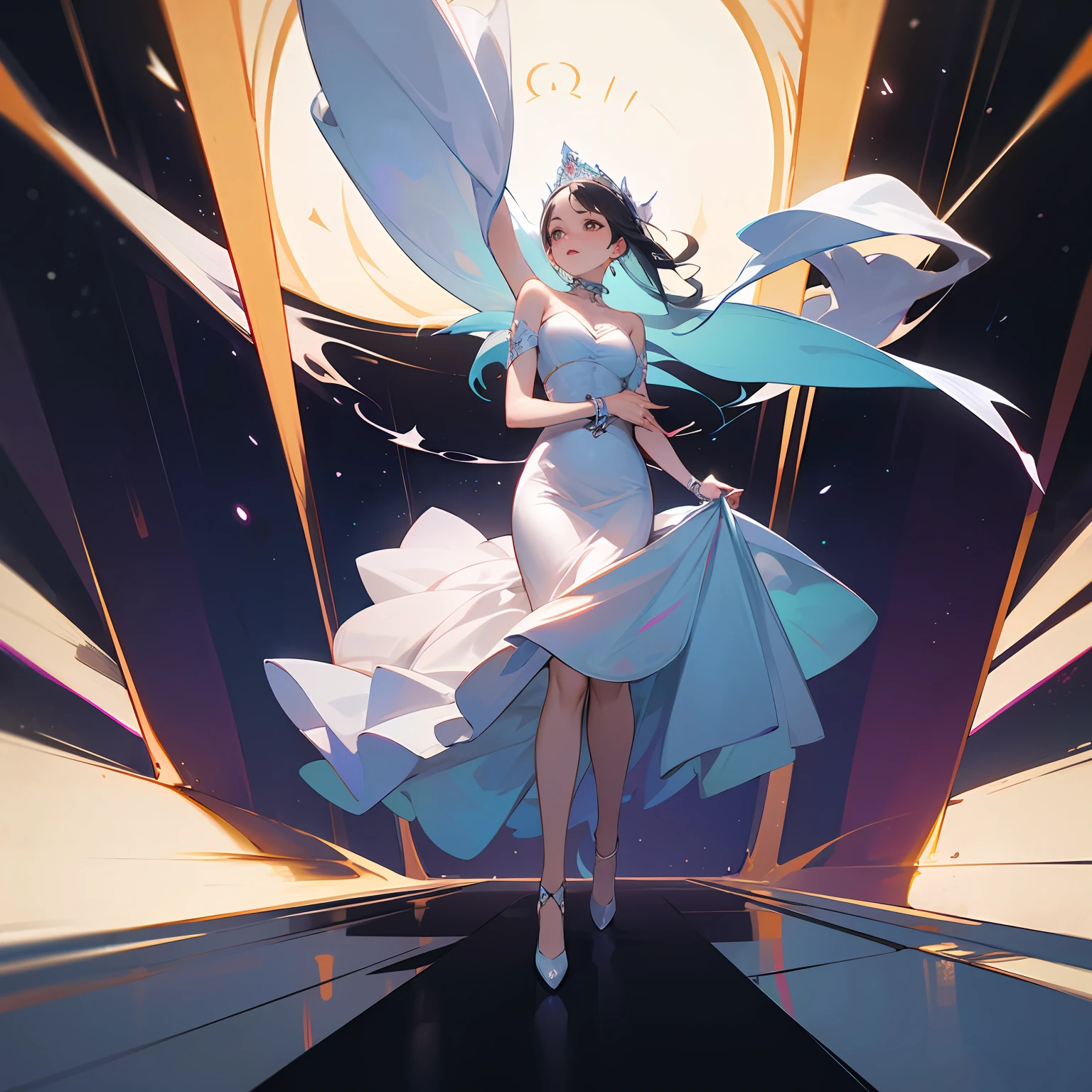 Real Human，Beth，whiteskirt，Extreme，elegant，Look up
