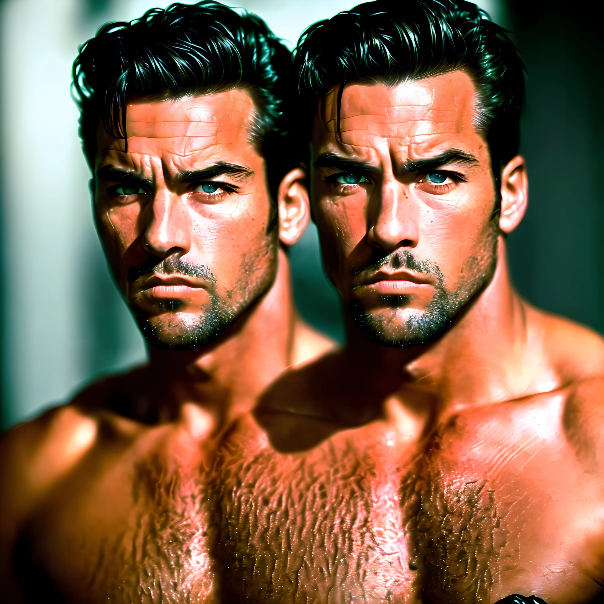 Masterpiece, 4k, award winning photo, extremely detailed, amazing, fine detail, absurdres, highly detailed man,toughboy, extremely detailed dark eyes and face, masculine, piercing eyes, by lee jeffries nikon d850 film stock photograph 4 kodak portra 400 camera f1.6 lens rich colors hyper realistic lifelike texture dramatic lighting unrealengine trending on artstation cinestill 800 tungsten, toughboy style, face ultra focus, intimidating, in a fighting position, short hair, muscular, veins popping, bead