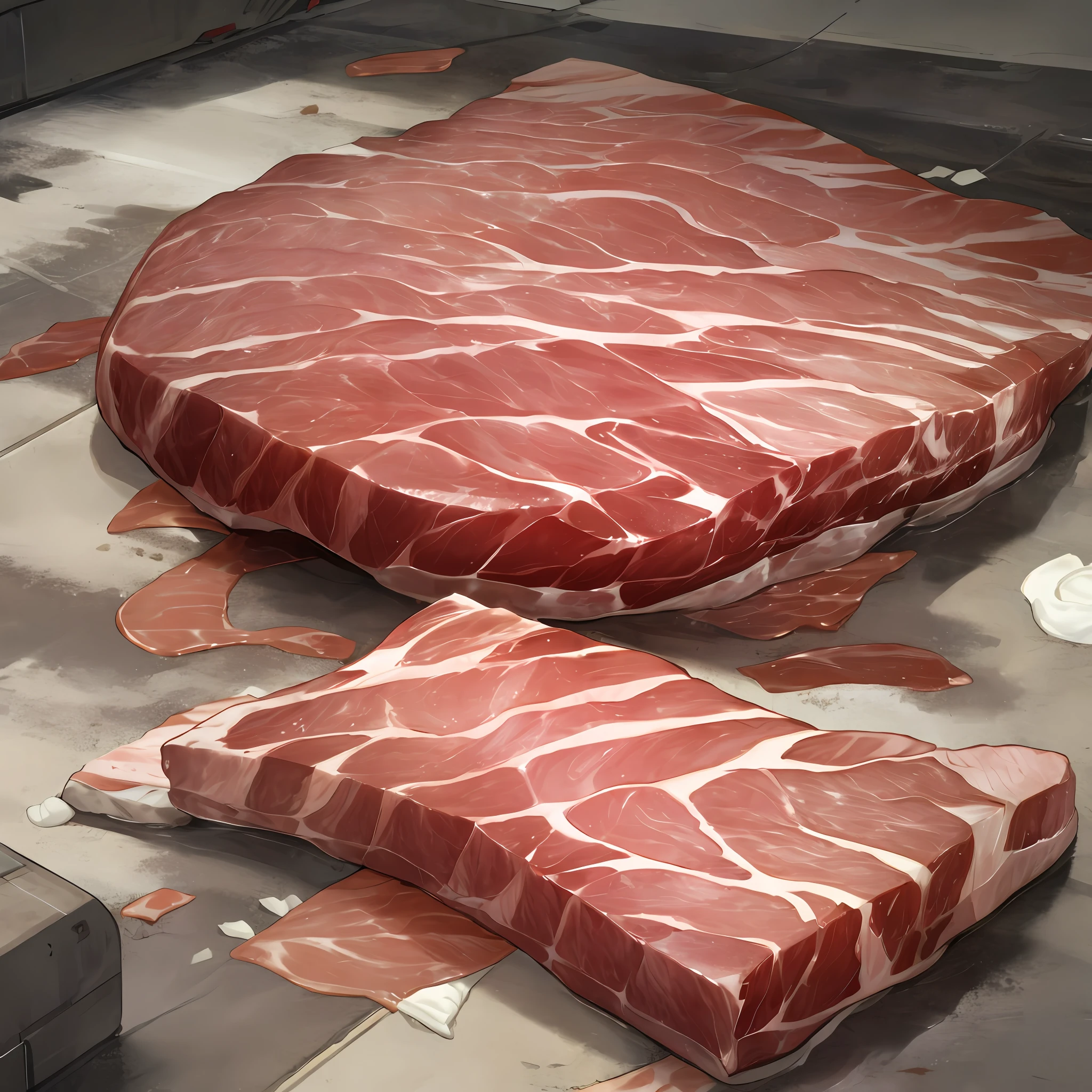 Pieces of meat wriggling on the ground
