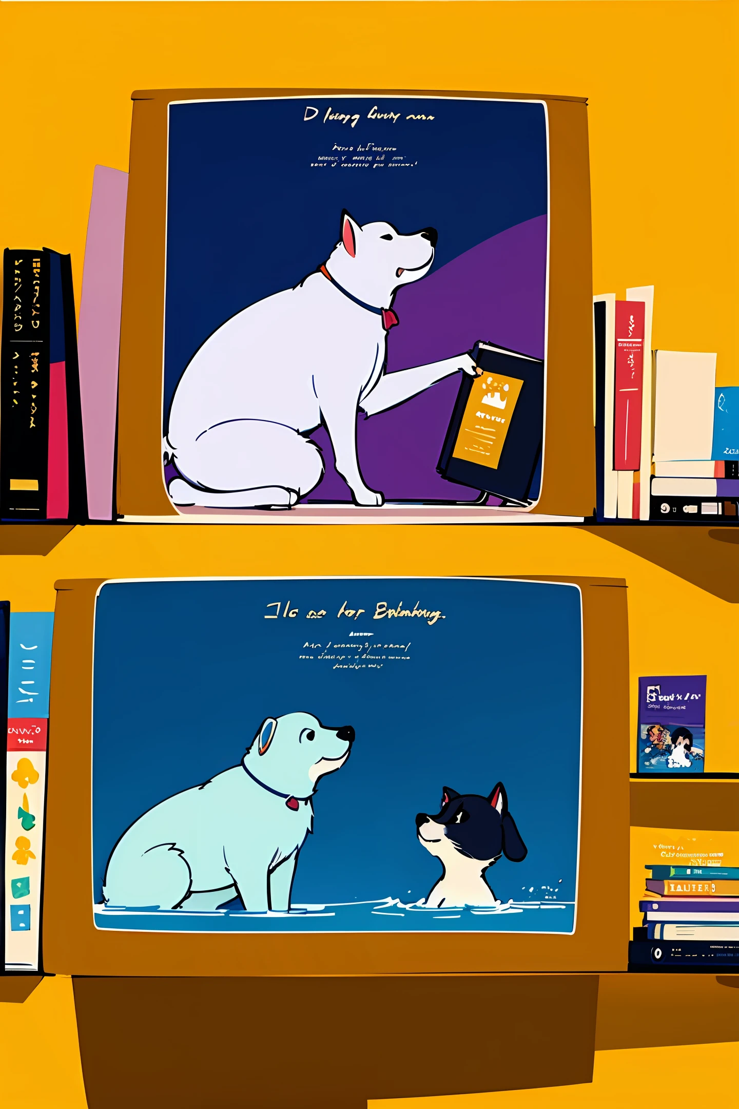 Dog swimming in a book Excellent