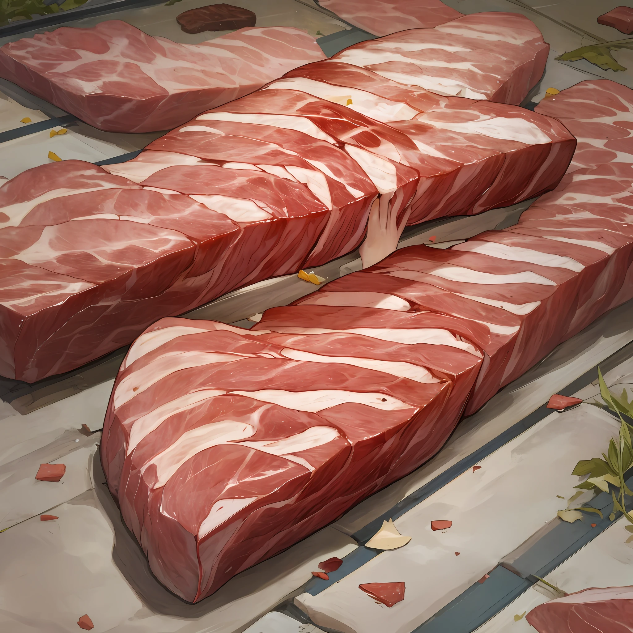 Pieces of meat wriggling on the ground