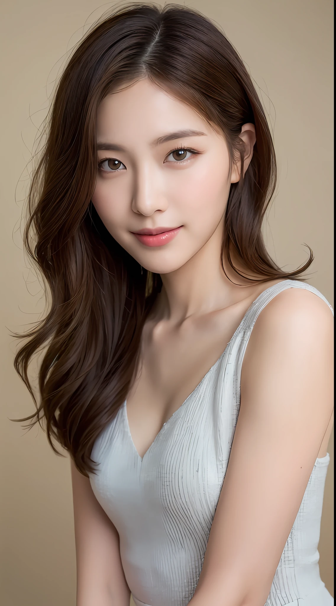 ((Best Quality, 8K, Masterpiece: 1.3)), 1 Girl, Slim Abs Beauty: 1.3, (Hairstyle Brown Hair Shortcut, Big: 1.2), Dress: 1.1, Super Slender Face, Delicate Eyes, Double Eyelids, Smile, Home, Raw Photo