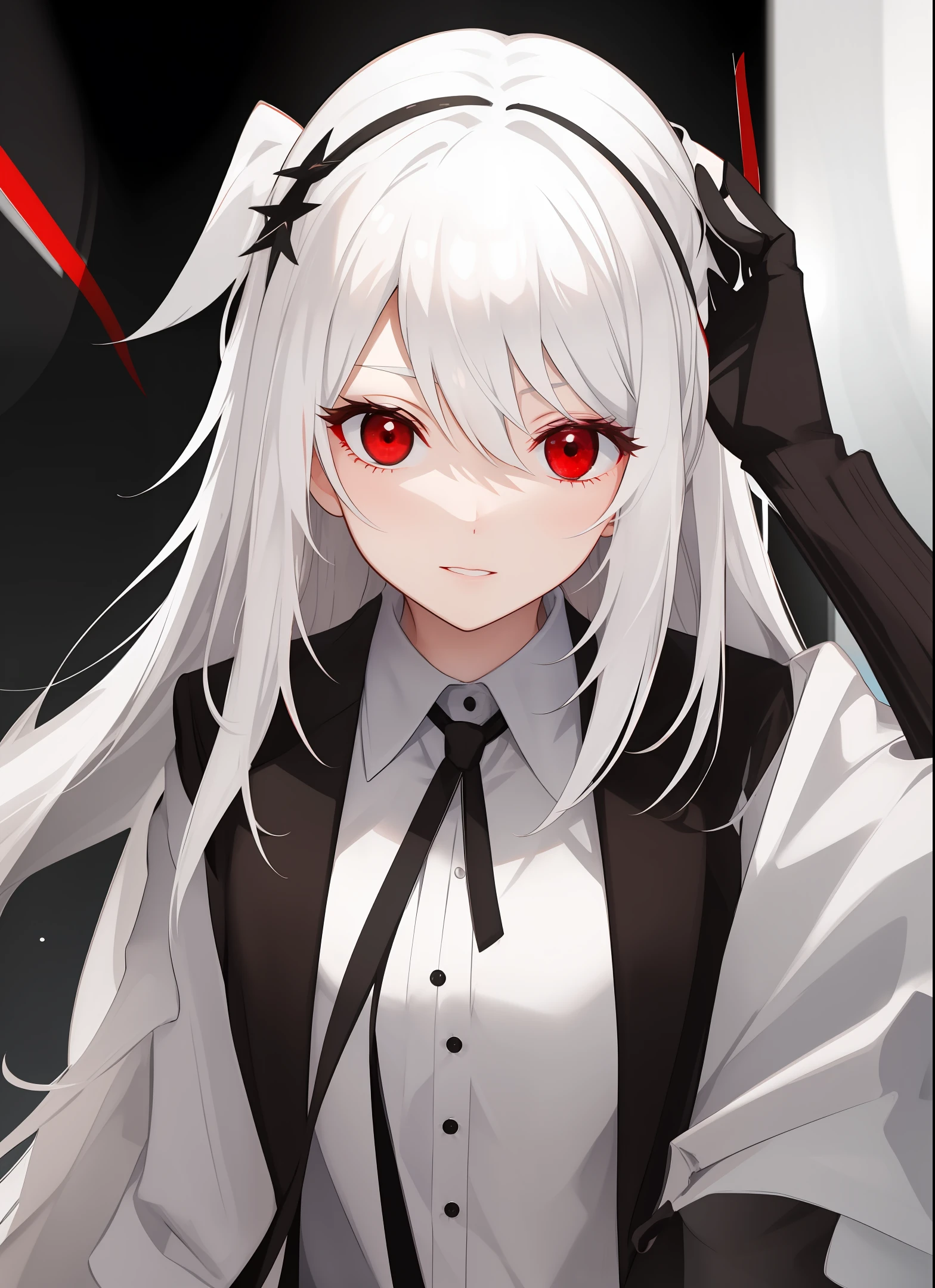 White hair and red eyes