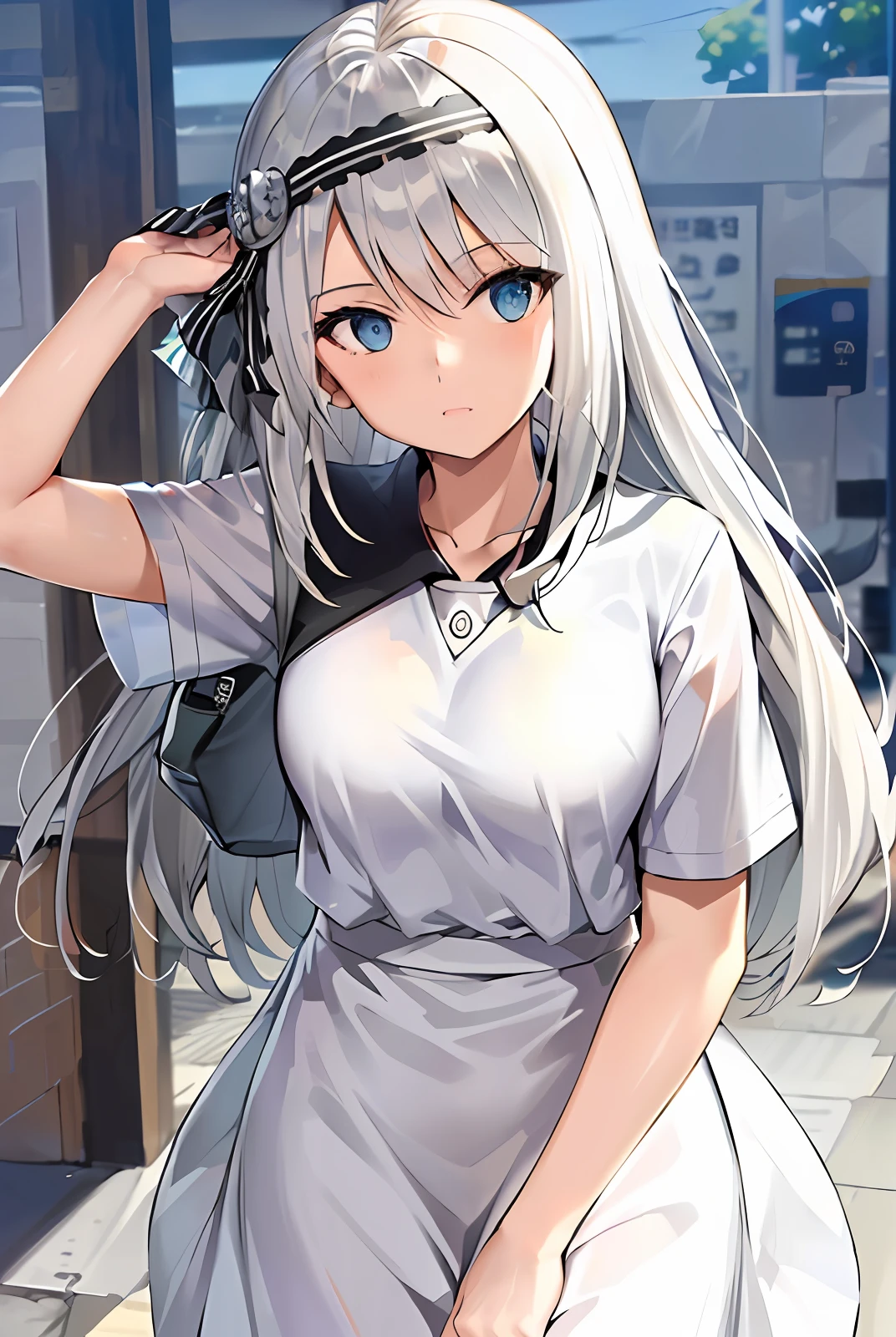 White clothes，girls，nakeness，White hair