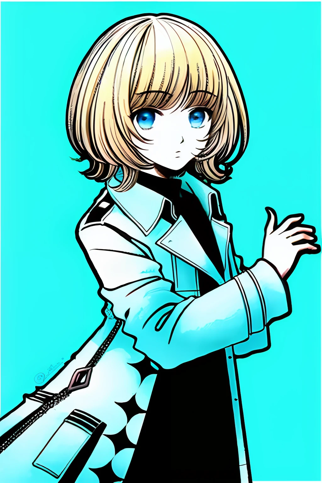 whaite hair，White trench coat，teens girl，tmasterpiece, Best quality at best,