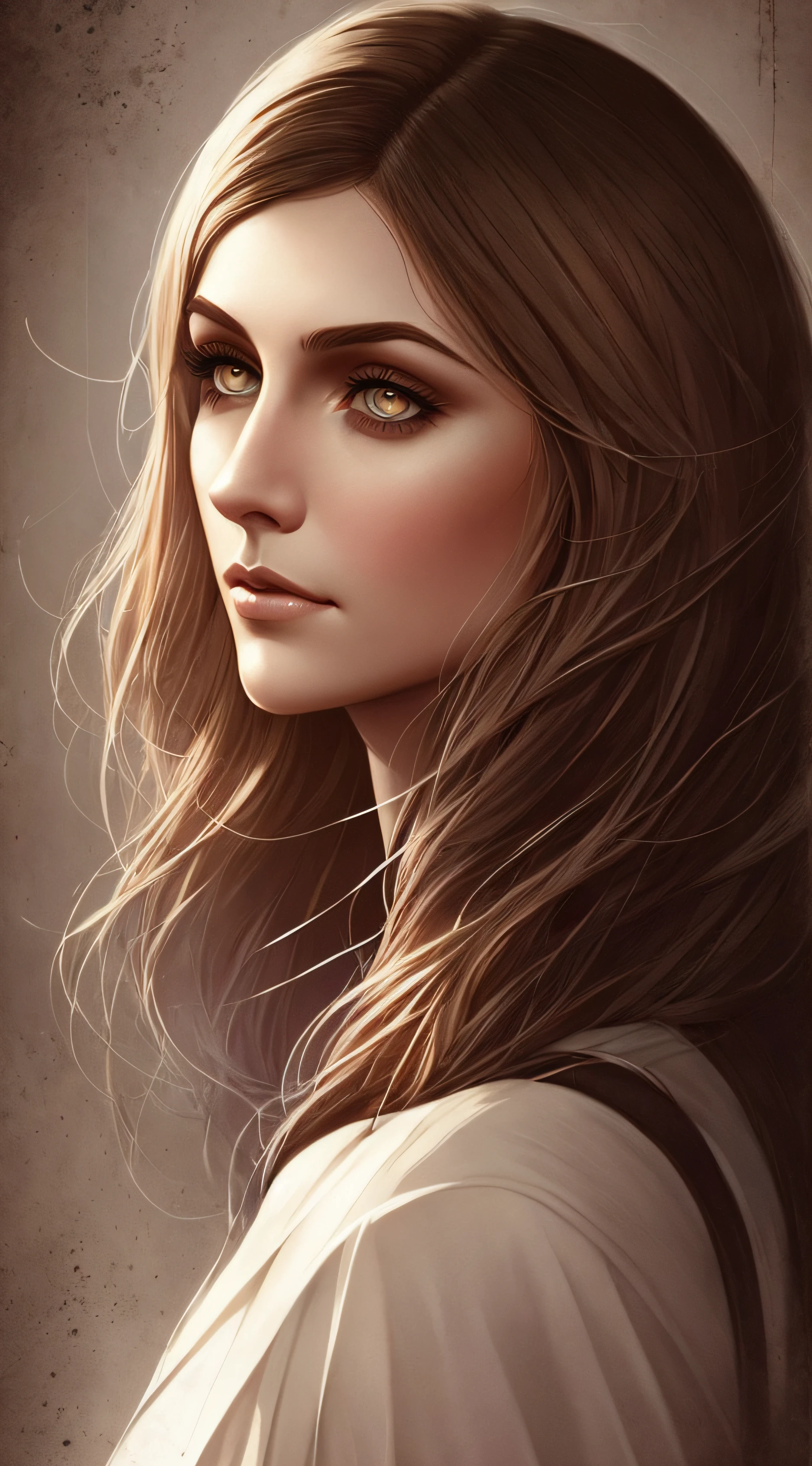 Retrato realista de litografia de Charlie Bowater por JENNIFER ESPOSITO, flor, [Engrenagens], Pipes, Dieselpunk, fitas multicoloridas, textura de papel velho, altamente detalhado --auto