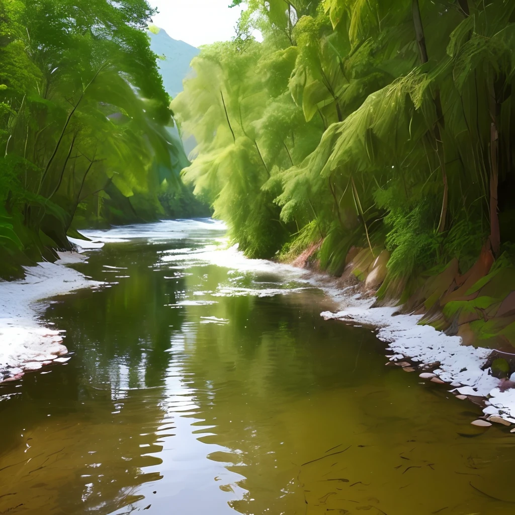 Uma floresta rica em detalhes, com animais, lago, maximum detail -- Full size -- HDR cam -- maximum quality, obra de arte