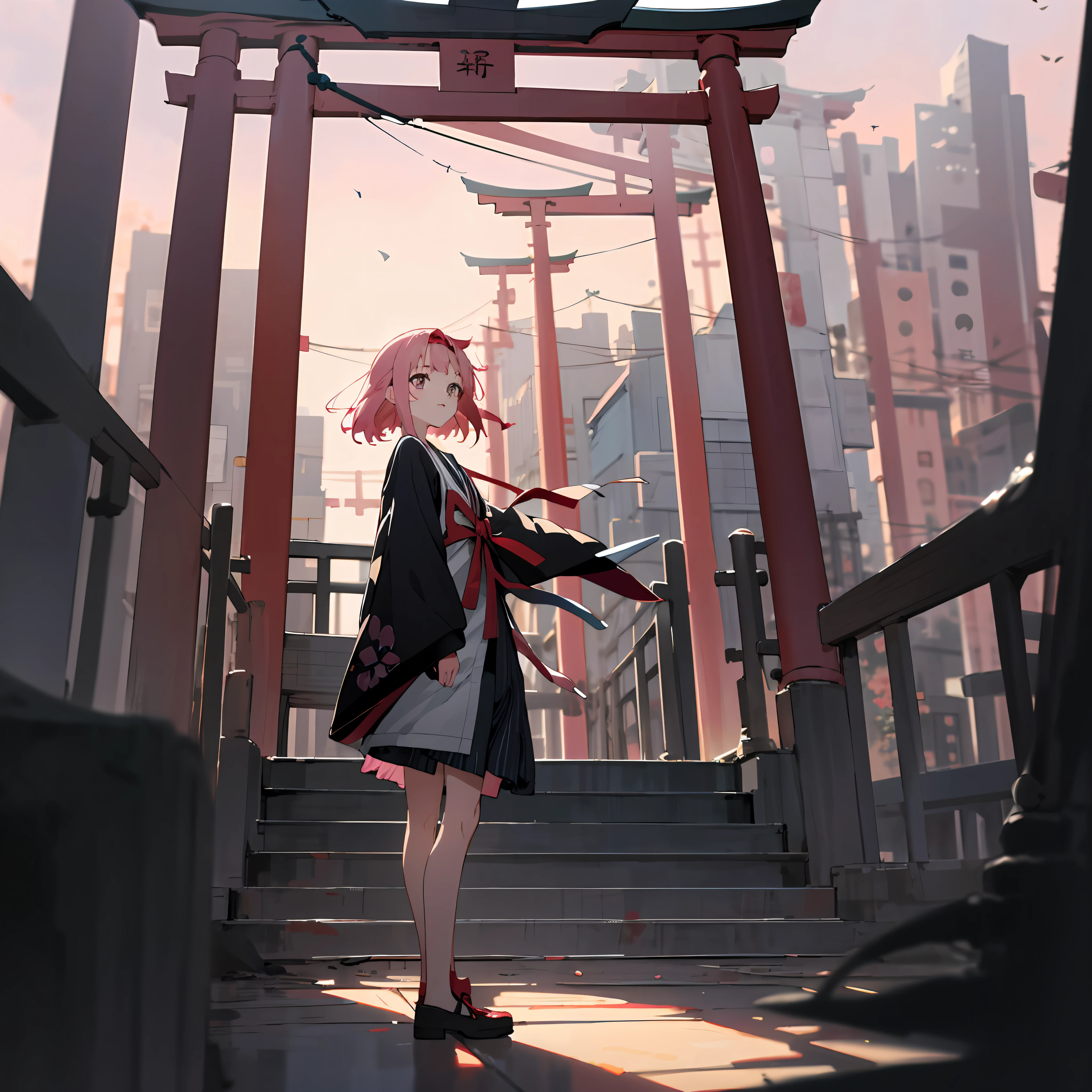 anime girl standing on a balcony looking out at a building, inspired by Torii Kiyomoto, blurry and dreamy illustration, anime scene, made with anime painter studio, close up of lain iwakura, anime film still, painted in anime painter studio, Atmospheric anime, soft digital painting, author:New Art, Soft anime illustration, Anime background art