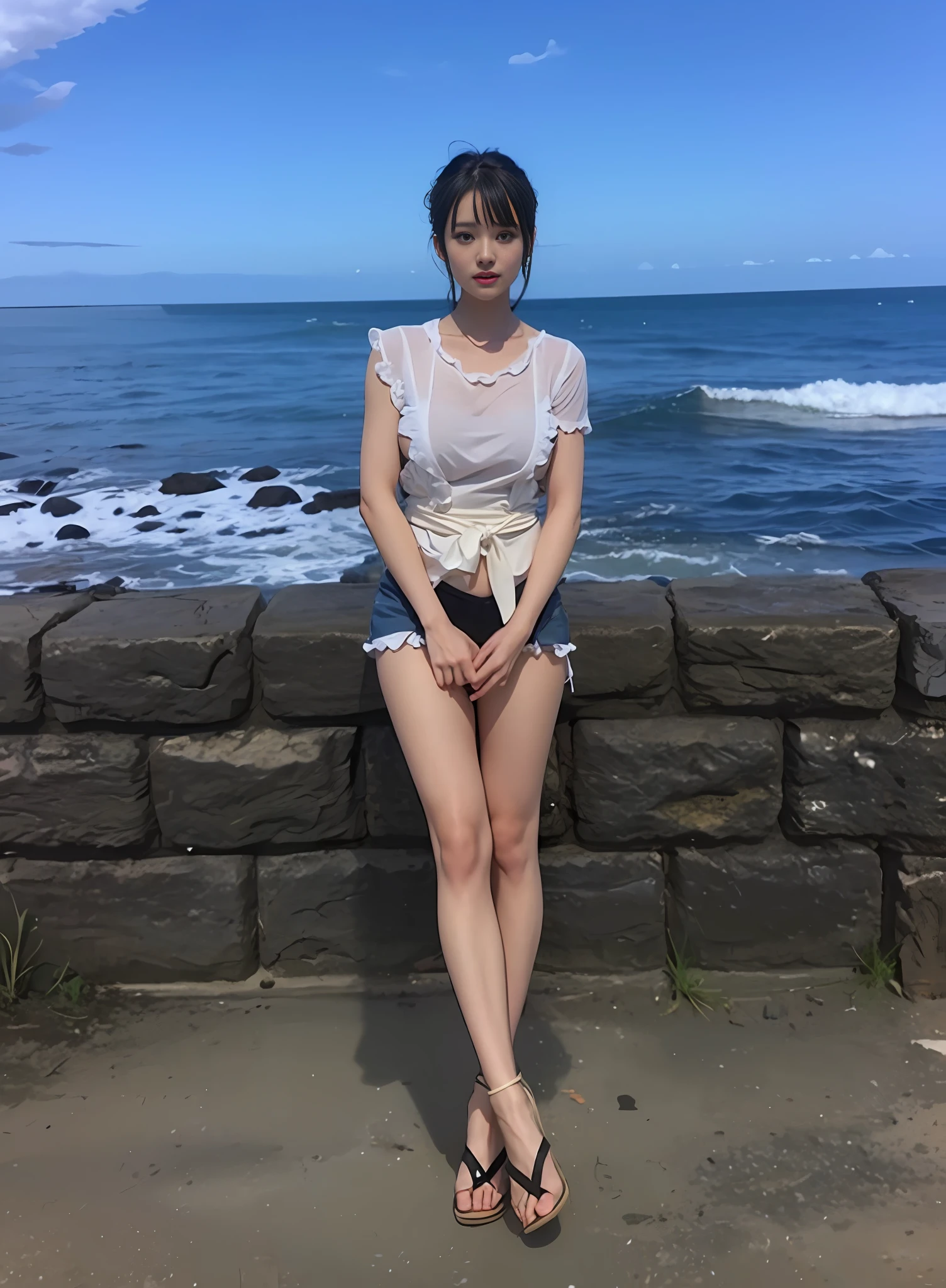 zydG, 1 most beautiful woman, Detailed skin, View, Brown eyes, (Short hair with bangs: 1.2), (Big: 1.5), (Medium areola: 0.8), Full body, Pretty woman who emphasizes slender abs: 1.3, Wearing an apron, (without panties), (without bra), Various poses, Back figure, Sheer pubic hair,
(Photorealistic:1.4), (Best Quality:1.0), (Ultra High Definition:1.0), 8K, RAW Photography, (Masterpiece:0.2), (pureerosface_v1:0.5)