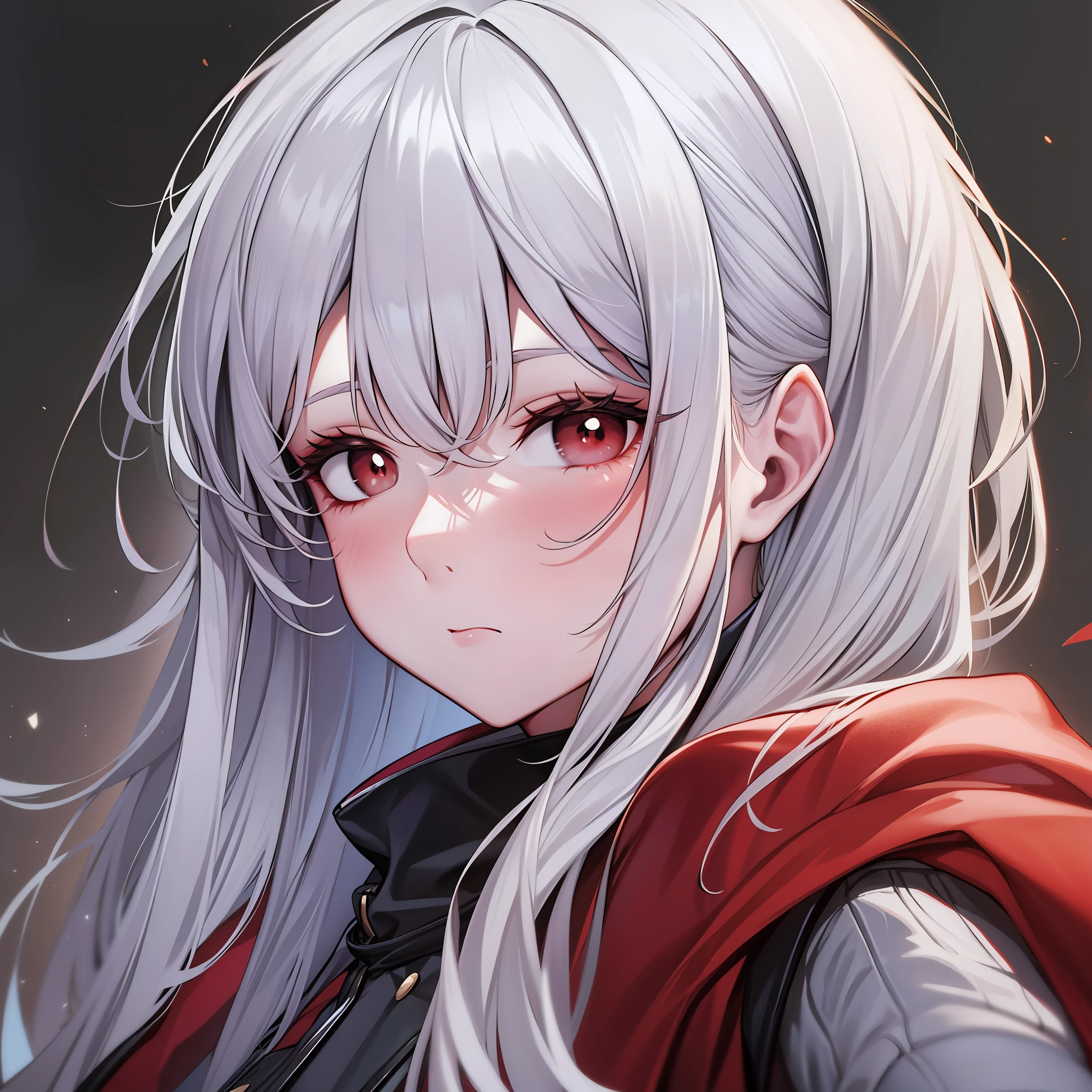 white color hair,red pupils,Bundled