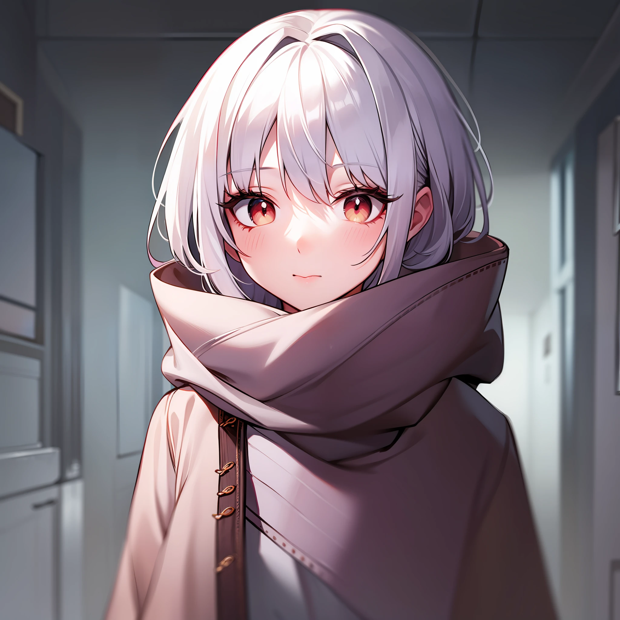 white color hair,red pupils,Bundled