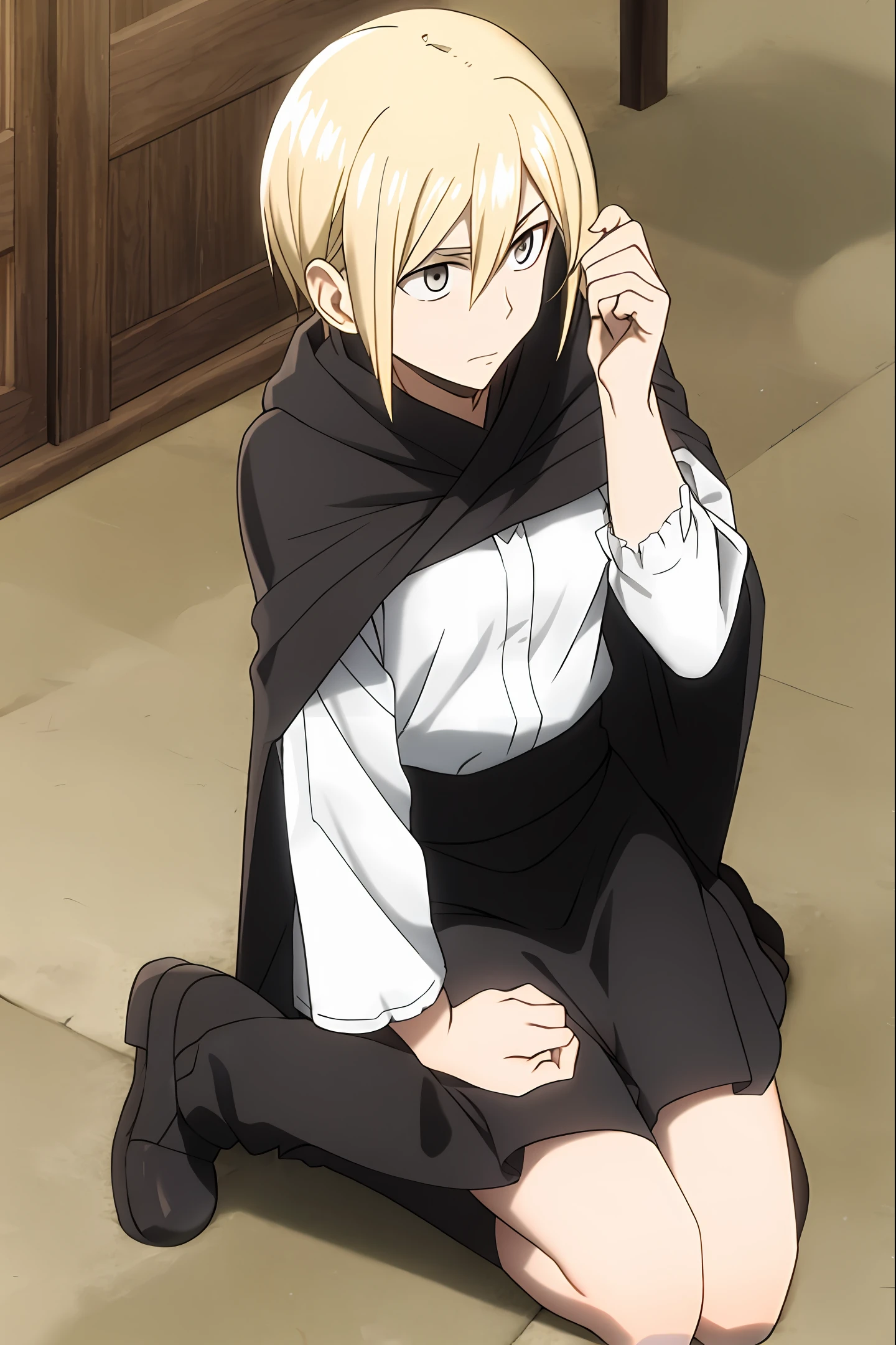 Kazemaru knelt and looked up