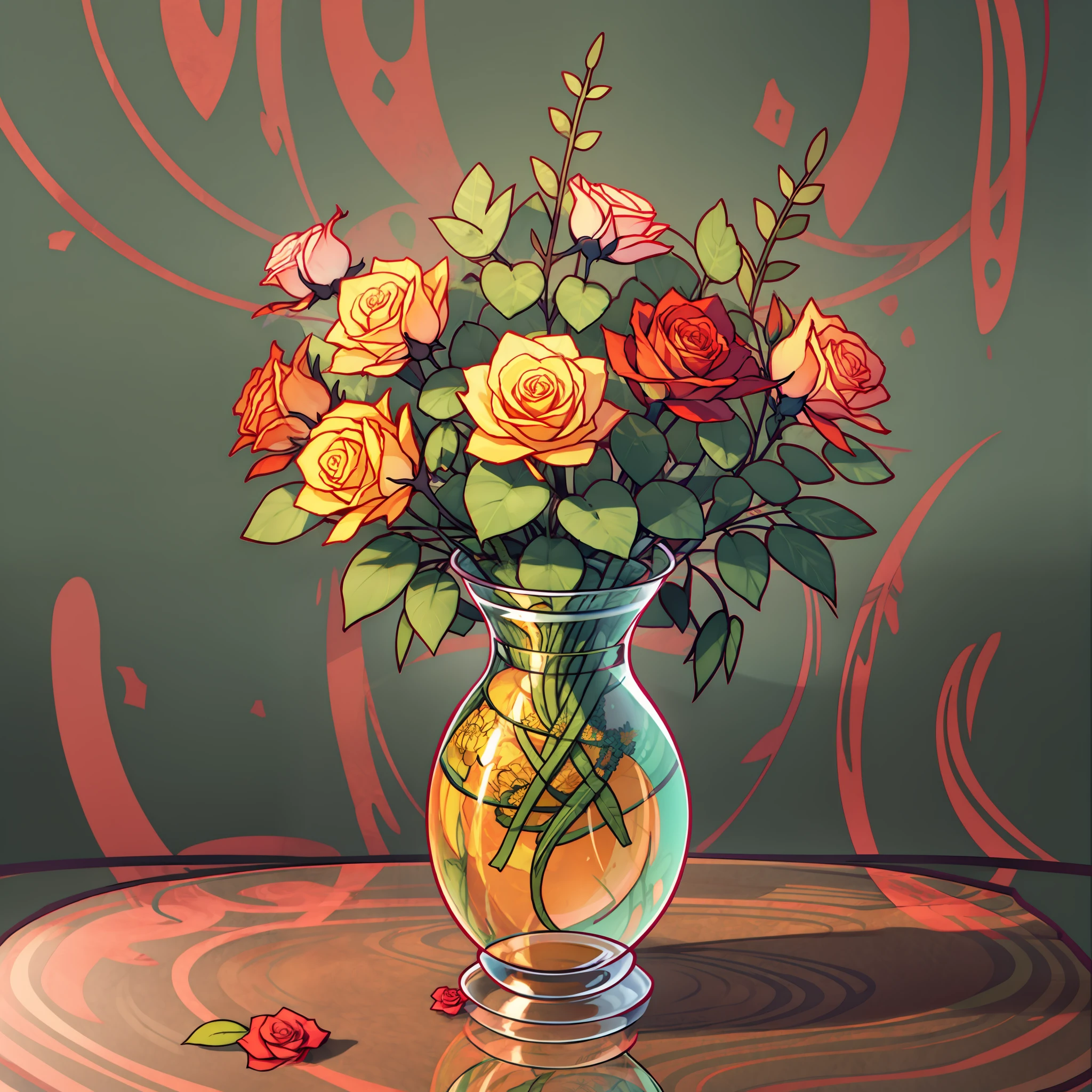 vase of creative roses