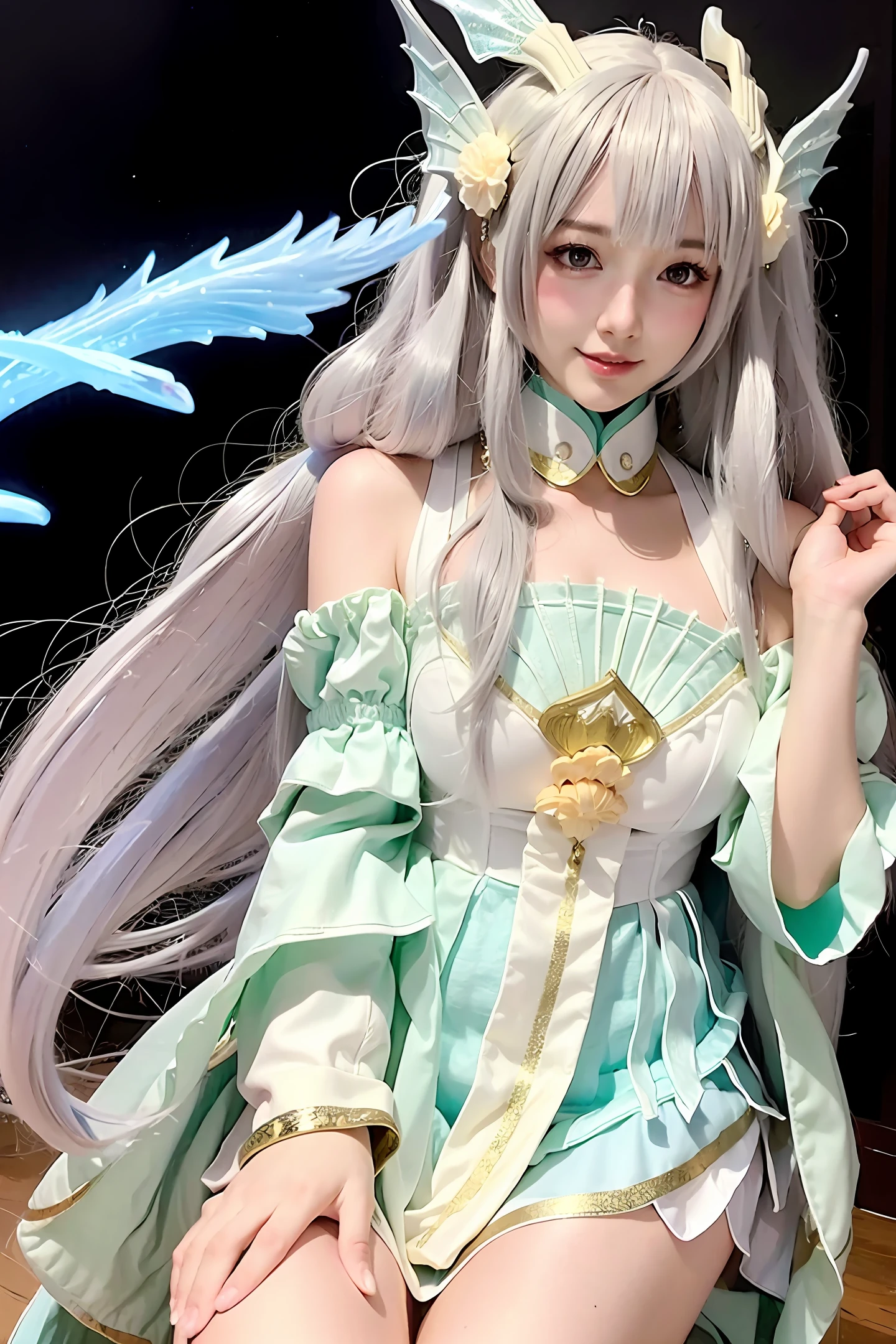 whaite hair,period costume,Royal sister,Master,Sword Fairy,ancient wind,Colorful manga style