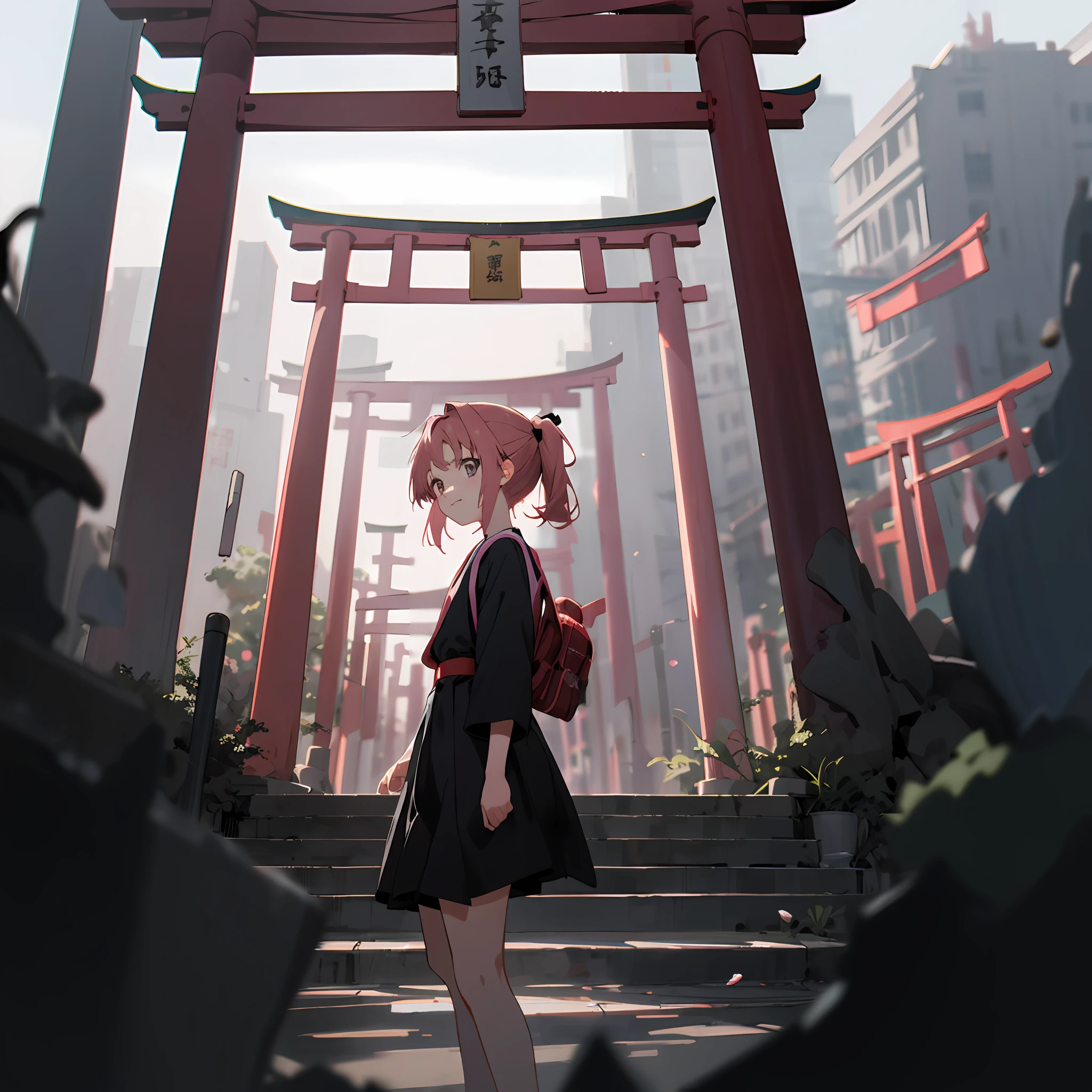 anime girl standing on a balcony looking out at a building, inspired by Torii Kiyomoto, blurry and dreamy illustration, anime scene, made with anime painter studio, close up of lain iwakura, anime film still, painted in anime painter studio, Atmospheric anime, soft digital painting, author：New Art, Soft anime illustration, Anime background art