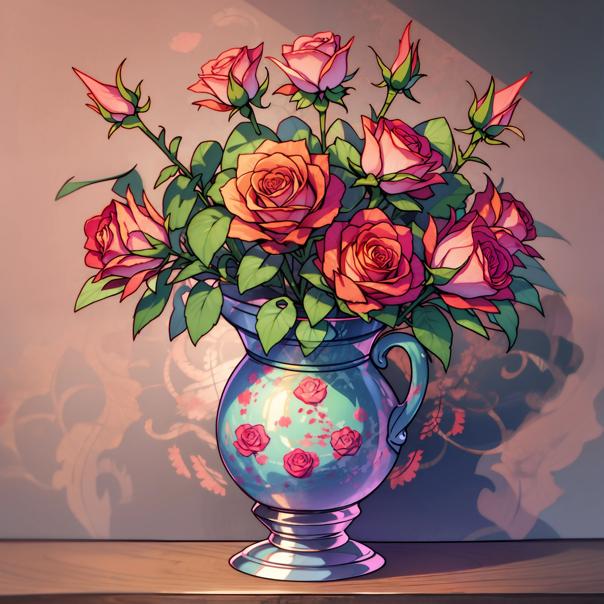 vase of creative roses