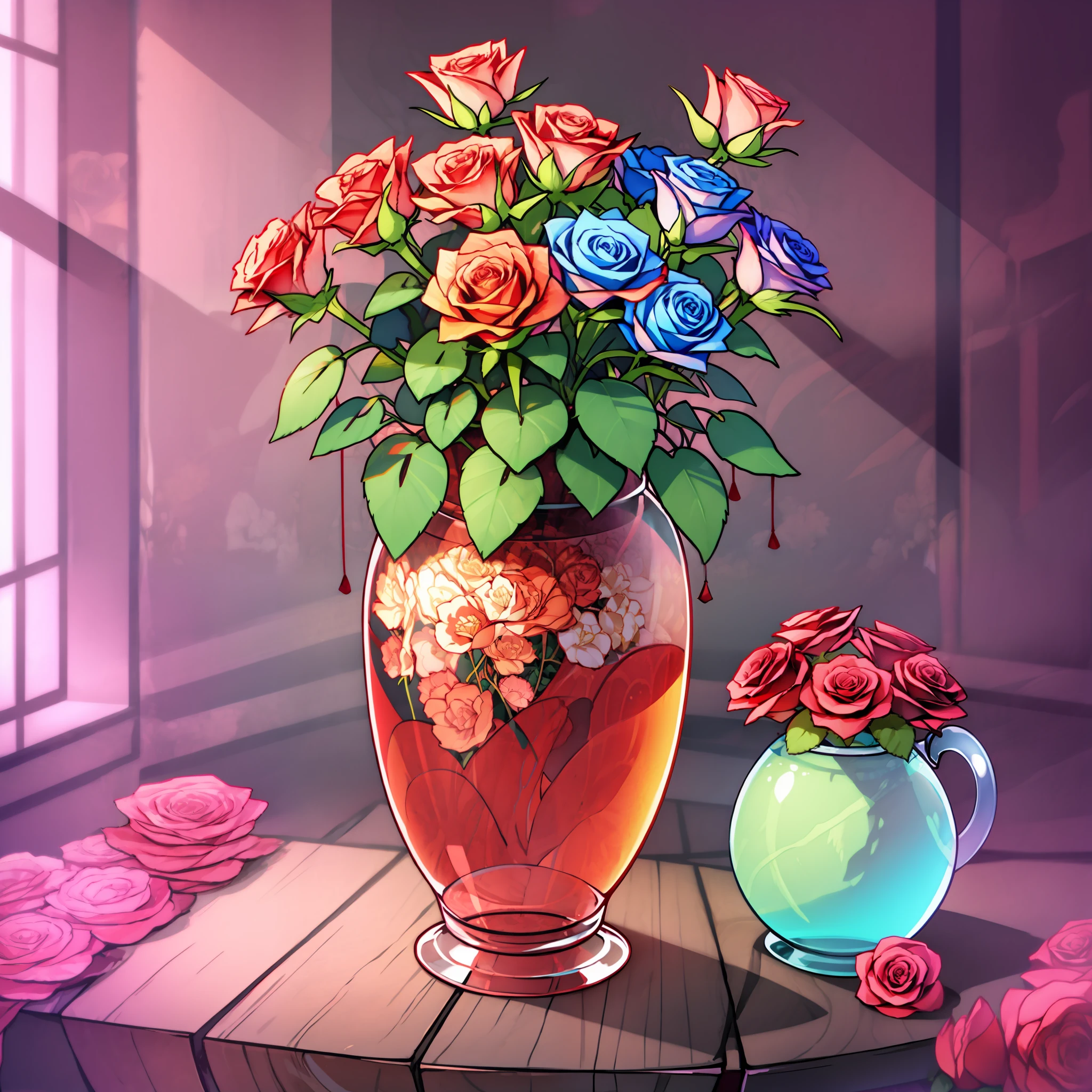 vase of creative roses