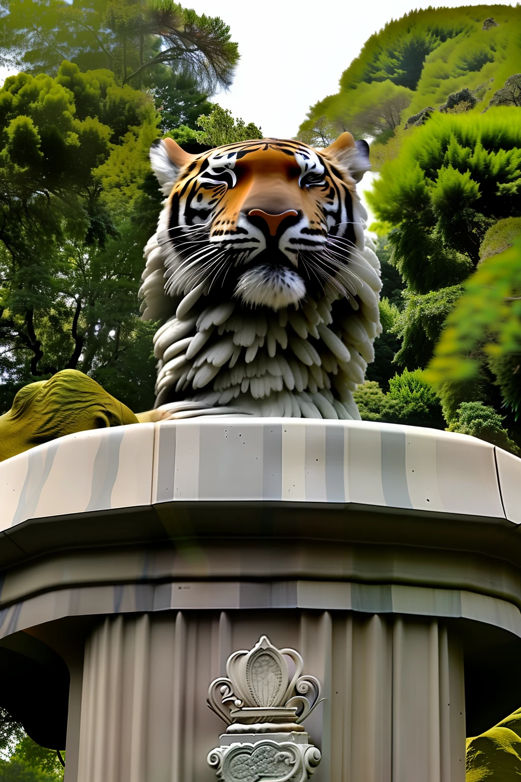 Tiger heads，The human body，strong，Meditation posture