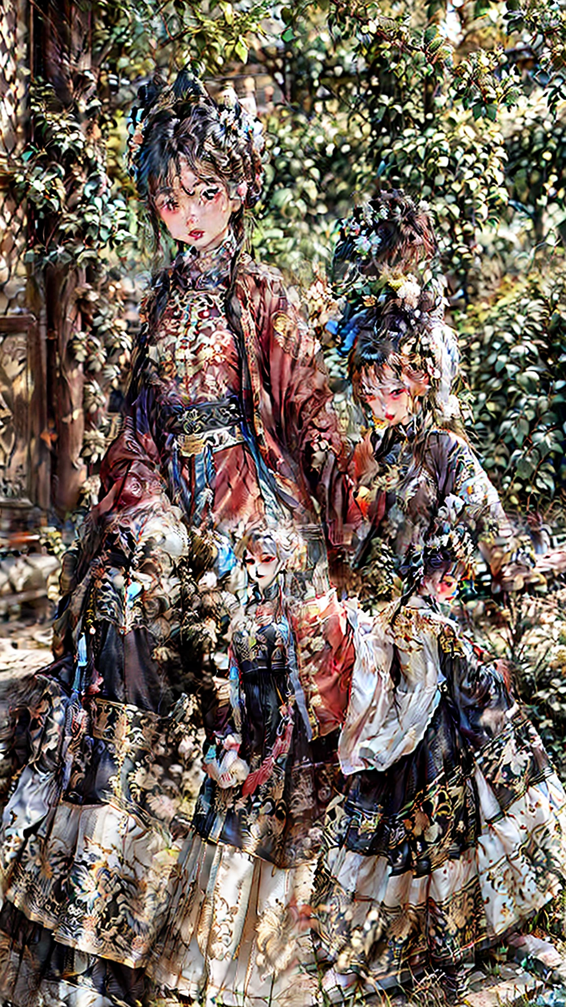 Quaint,Elegant woman,Ming dynasty costumes,White color hair,By bangs,There is a cat on the shoulder