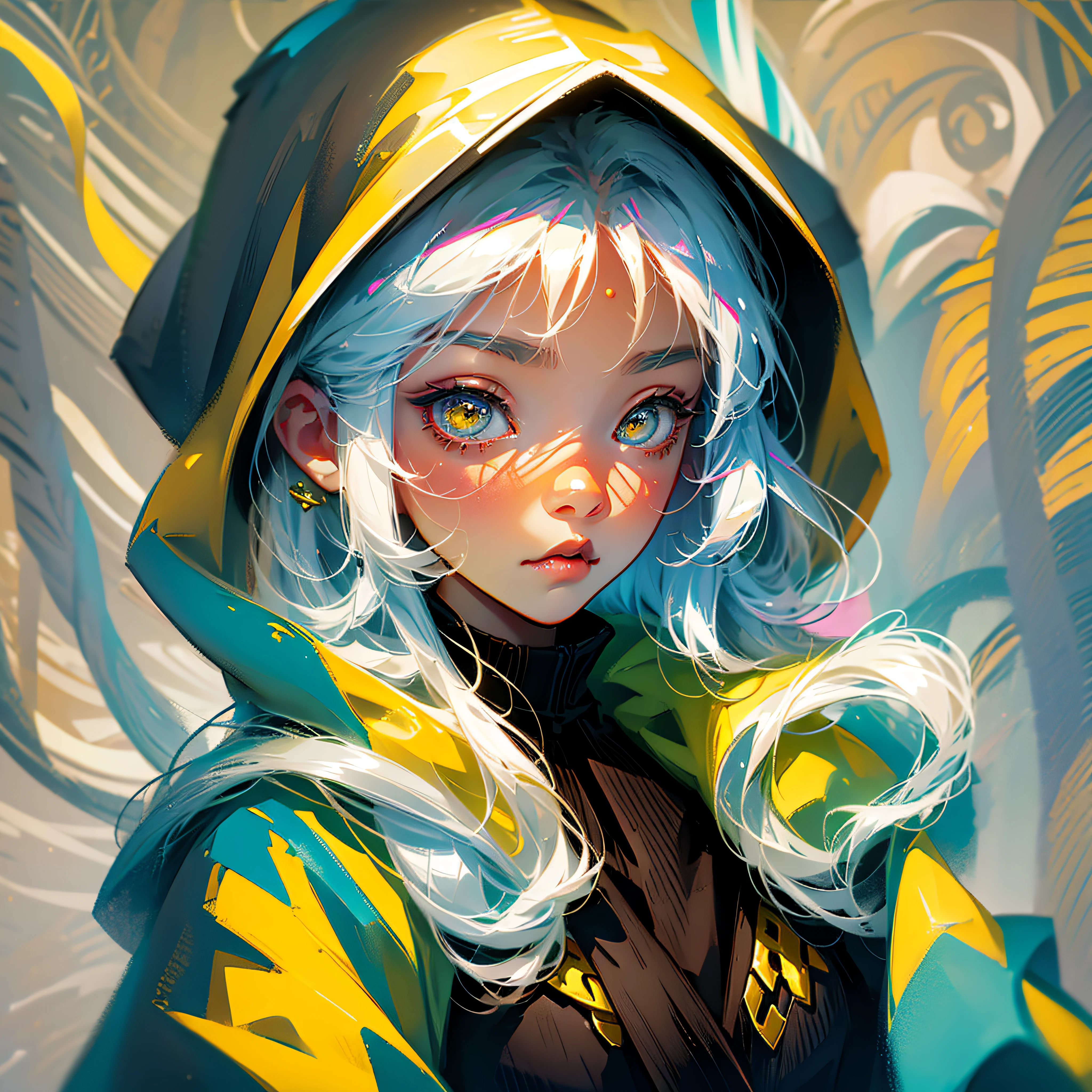 ember, Kakarot, SuperSaiyan, long white hair, yellow eyes, cowboy shot, anime, award winning, 8k --auto