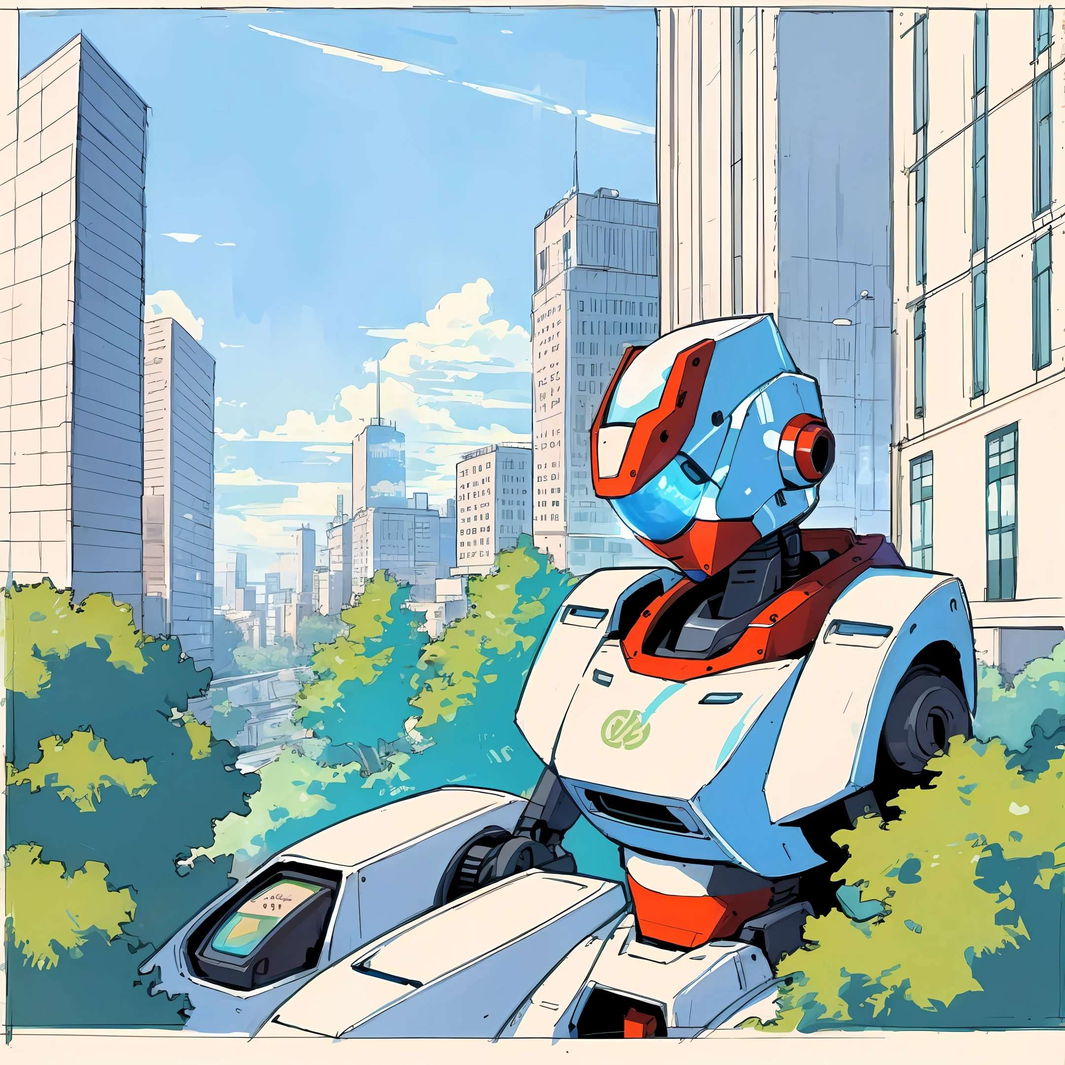 City road central,Robot drawing forest
