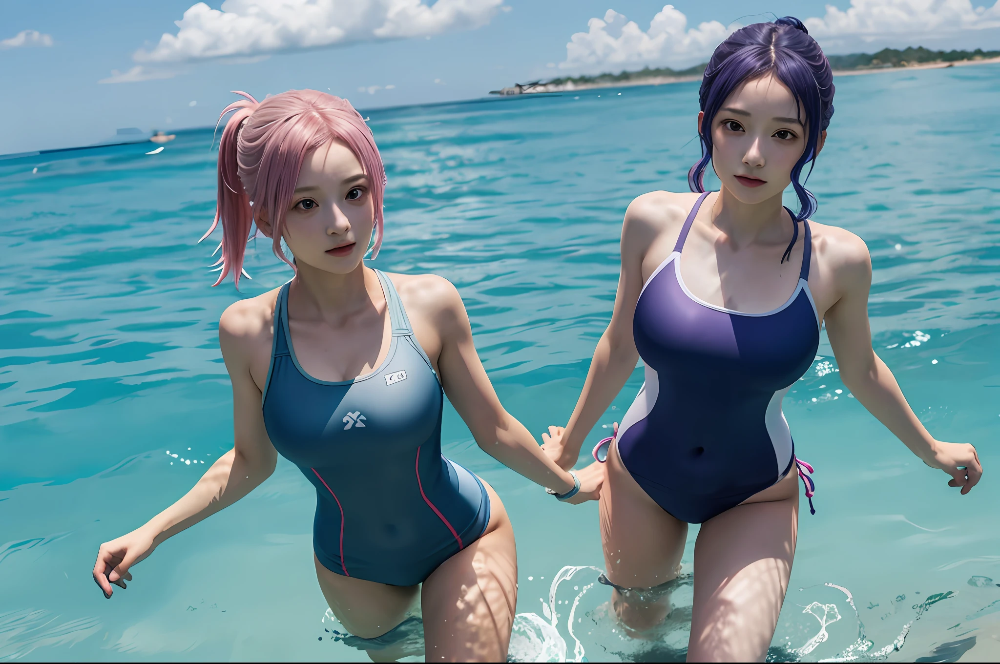 Naruto,sakura haruno,beachside,swimming uniforms