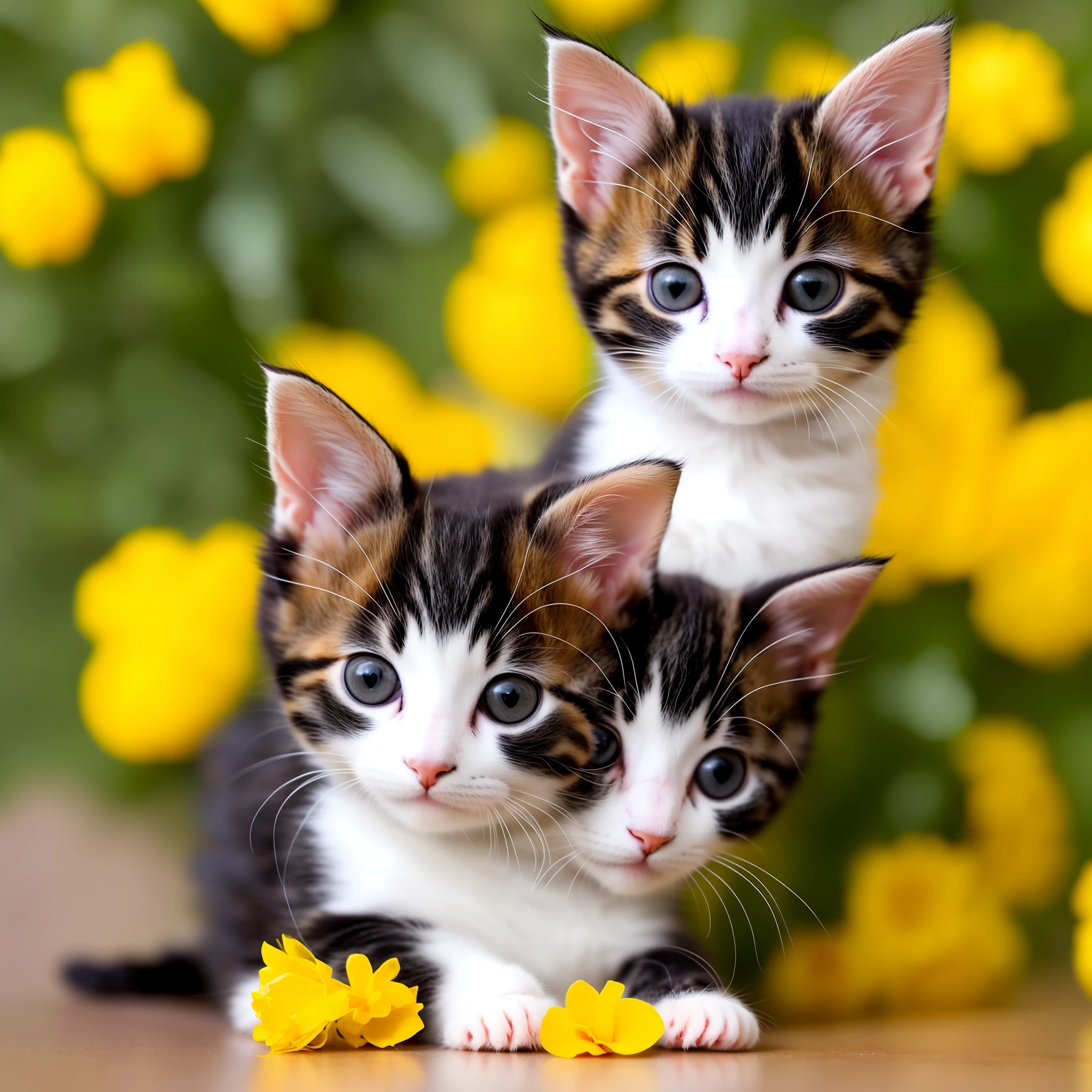 A kitten in yellow and black