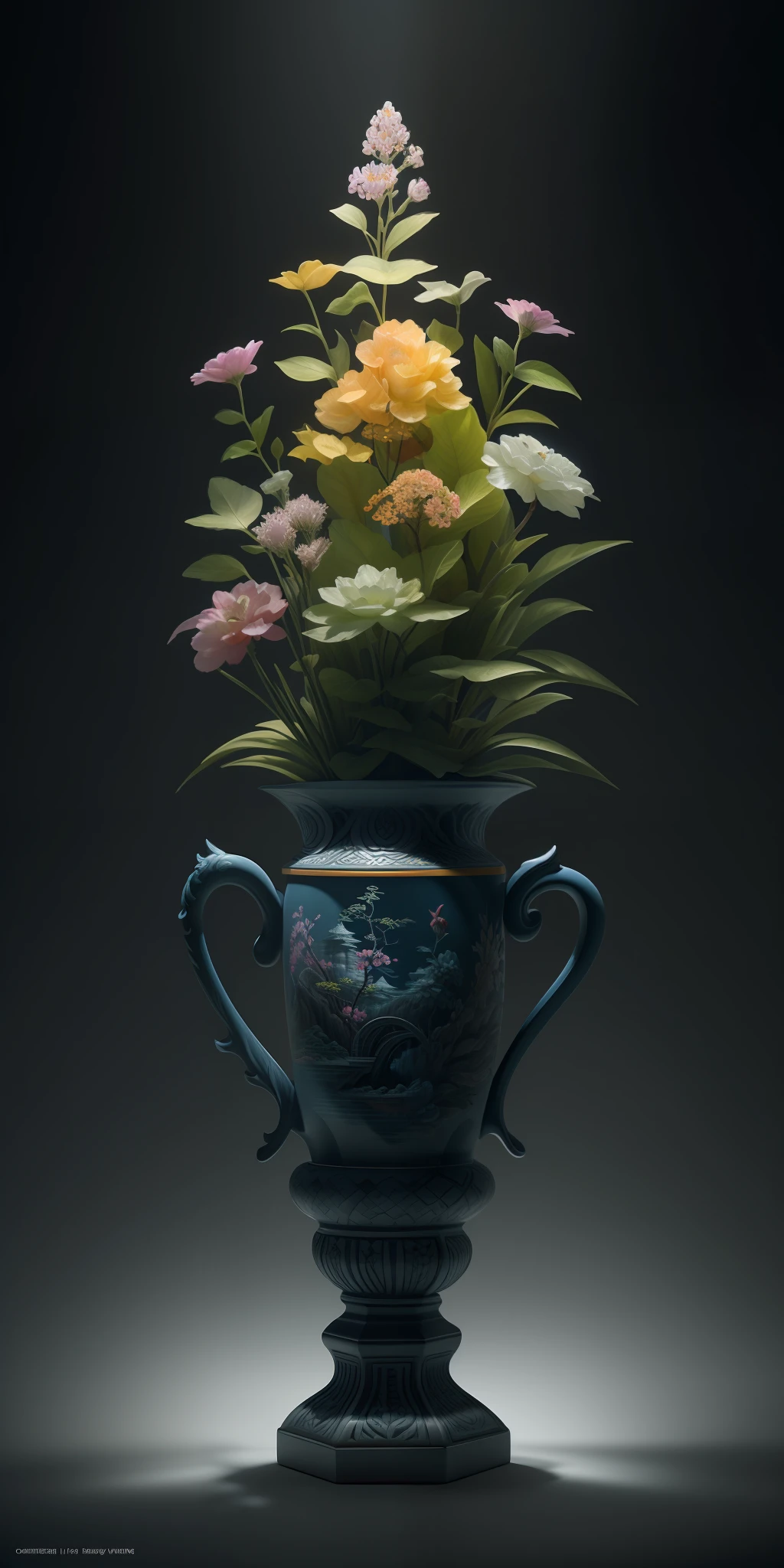 best quality, realistic, photorealistic, ultra detailed, "Mountain of Flower and Fruit+Fairy+Chinese Architecture" highly detailed carving on "southern ice" porcelain,Ultra wide angle,Accent Lighting,Volumetric Lighting,backlighting, (detailed light),((an extremely delicate and beautiful)),dramatic_shadow,ray_tracing,hdr