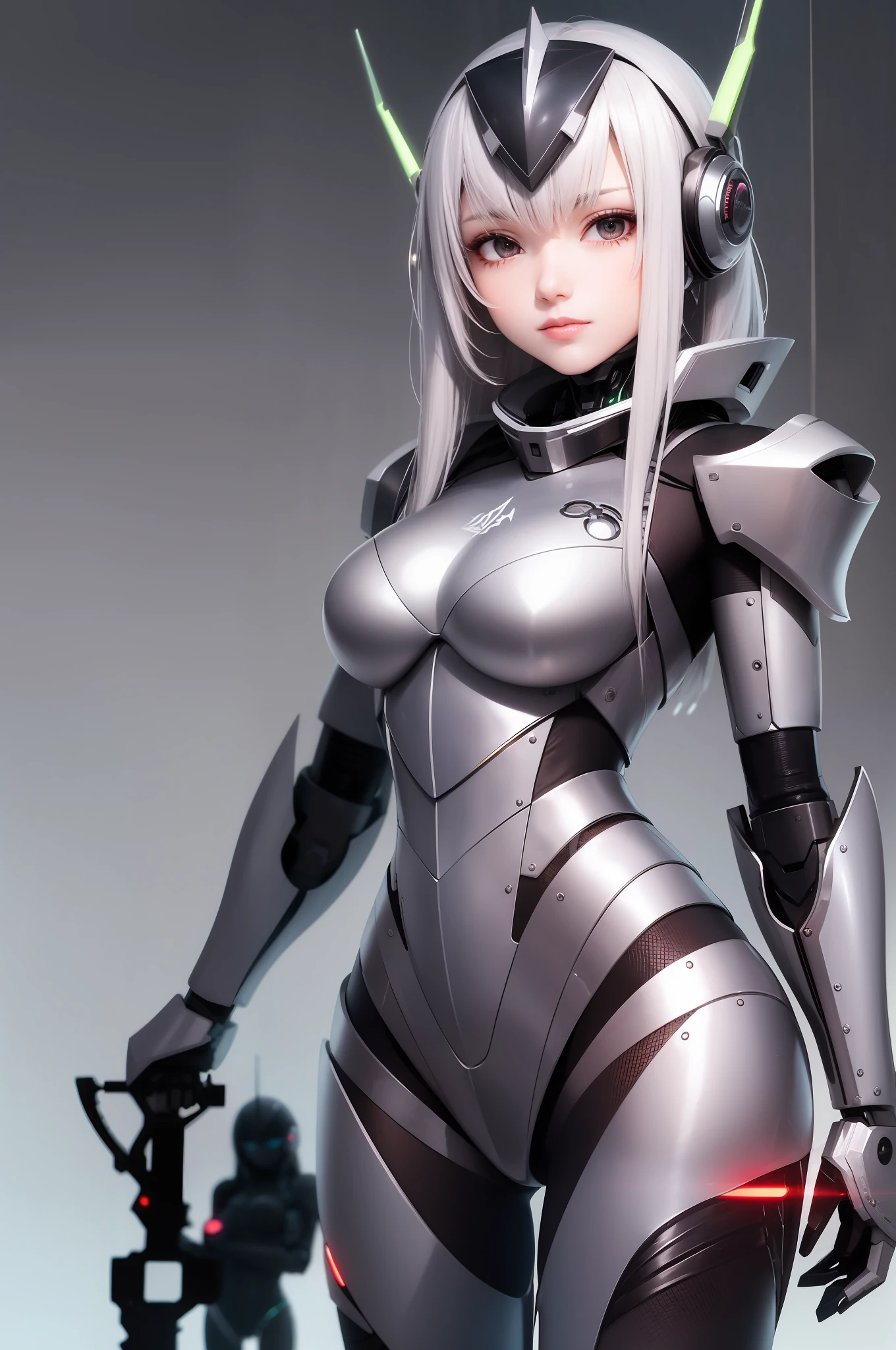 arafed woman in a futuristic suit holding a sword and a sword, Cute cyborg girl, Girl in Mecha Cyber Armor, beutiful white girl cyborg, gynoid cyborg body, perfect android girl, Perfect Anime Cyborg Woman, beautiful girl cyborg, Cyborg girl, cyborg - girl with silver hair, armor girl, beautiful alluring female cyborg