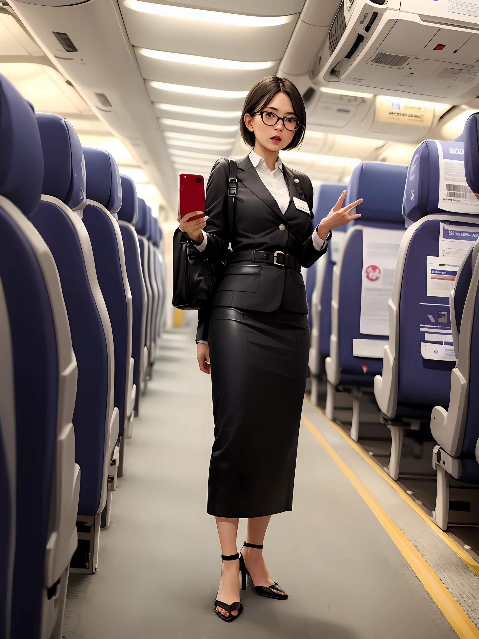 A woman stood on the plane