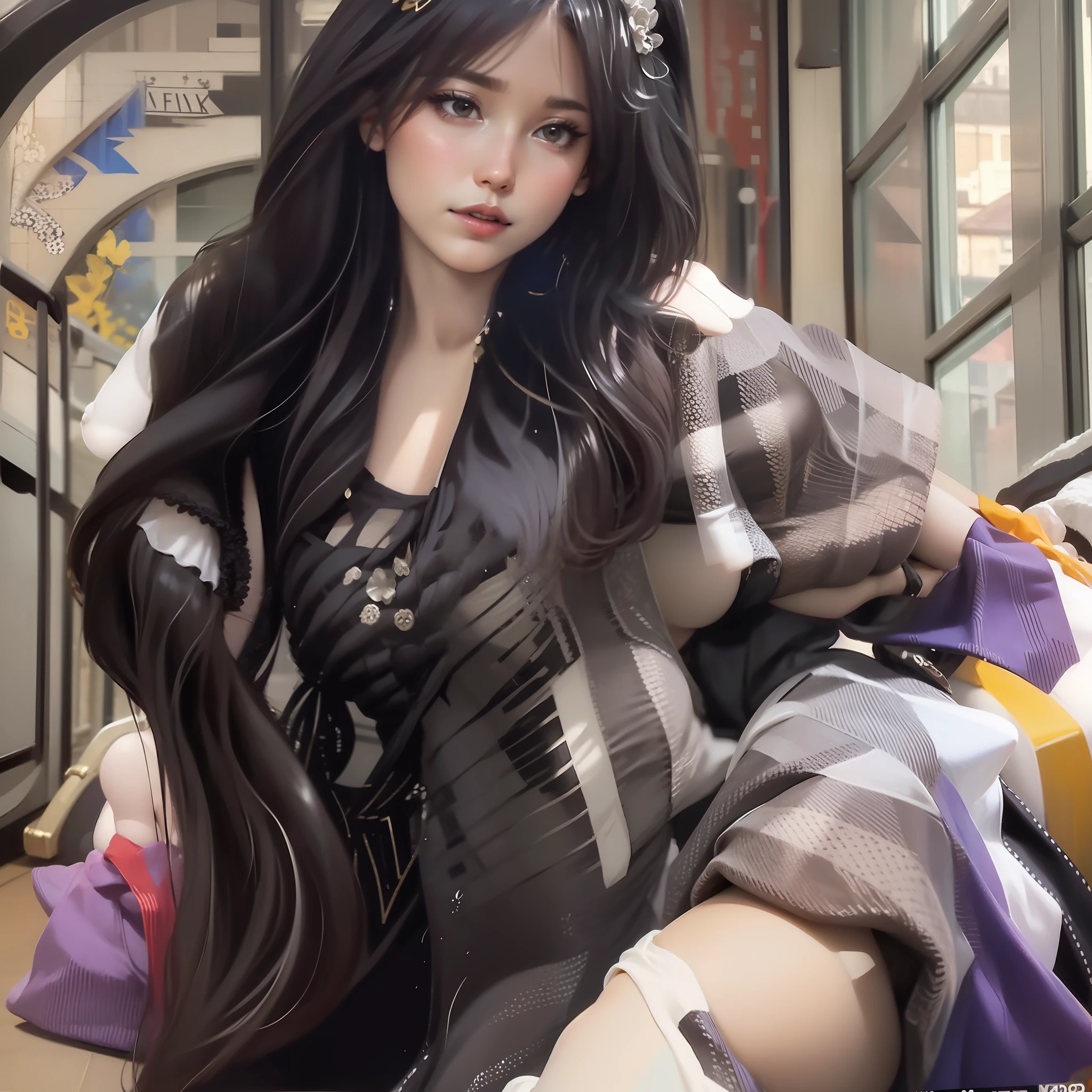 Black silk, long hair, long legs, royal sister, big breasts