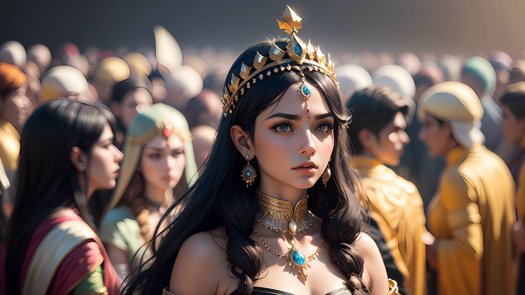 8k ultra realistic many crowd royal indian fairys , there are all is fairys, a fairy world , there are all indian fairys with all black hair