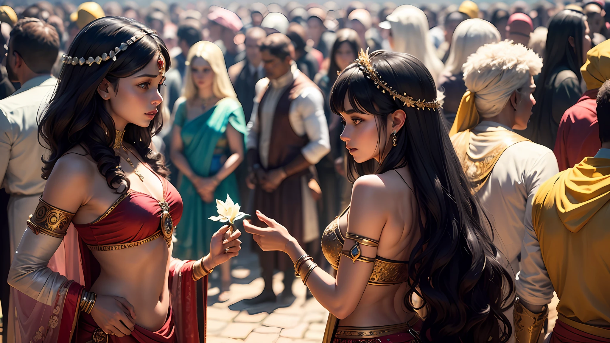 8k ultra realistic many crowd royal indian fairys , there are all is fairys, a fairy world , there are all indian fairys with all black hair