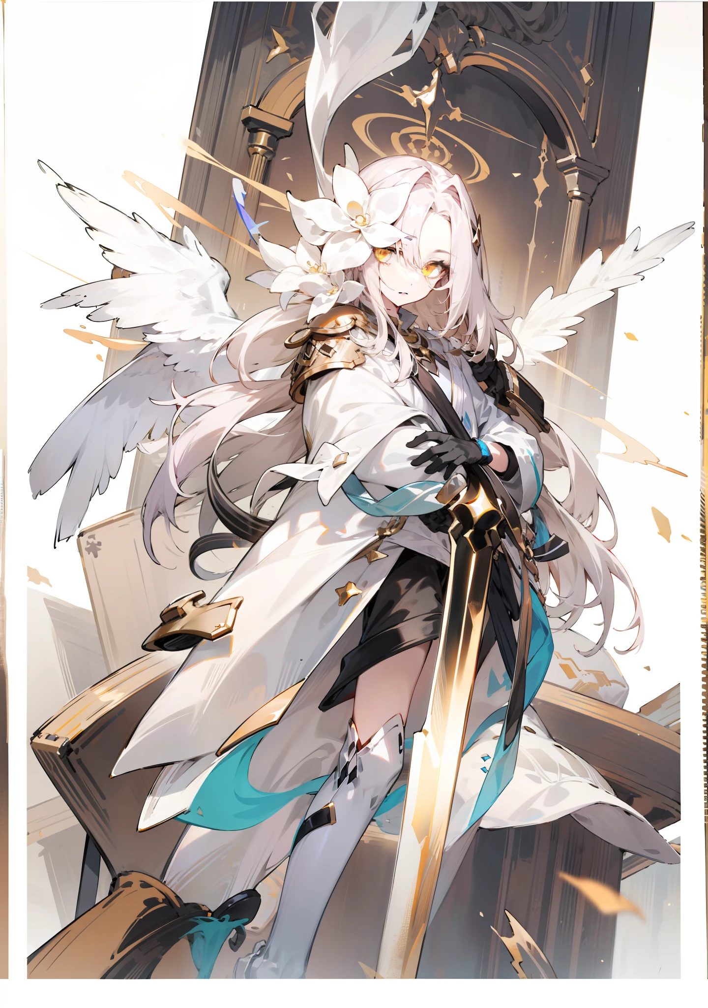 Need,tmasterpiece,whaite hair,Golden eyes,white coats,Overlooking,The upper part of the body,Hairline,Fair skin