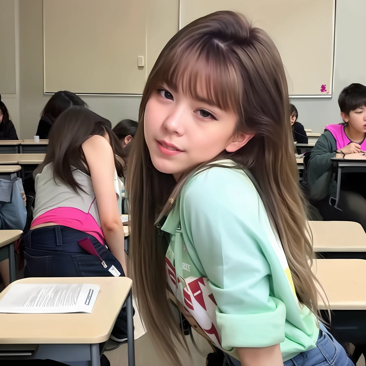 Girl masturbating in class