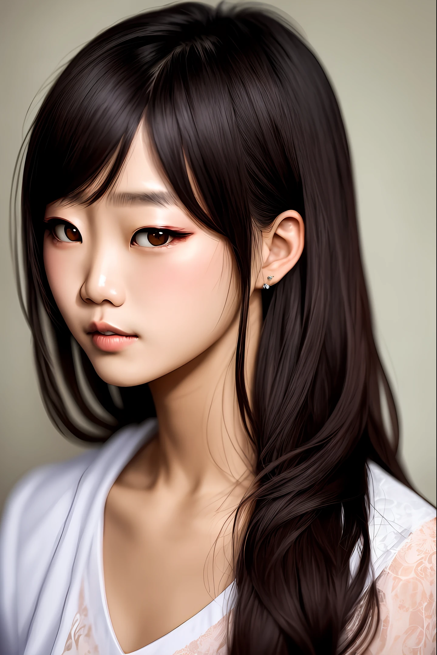 femele,man asian,Long hair,brunette color hair,largeeyes